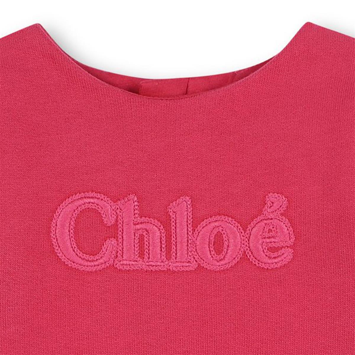 Baby Girls Fuchsia Logo Cotton Dress