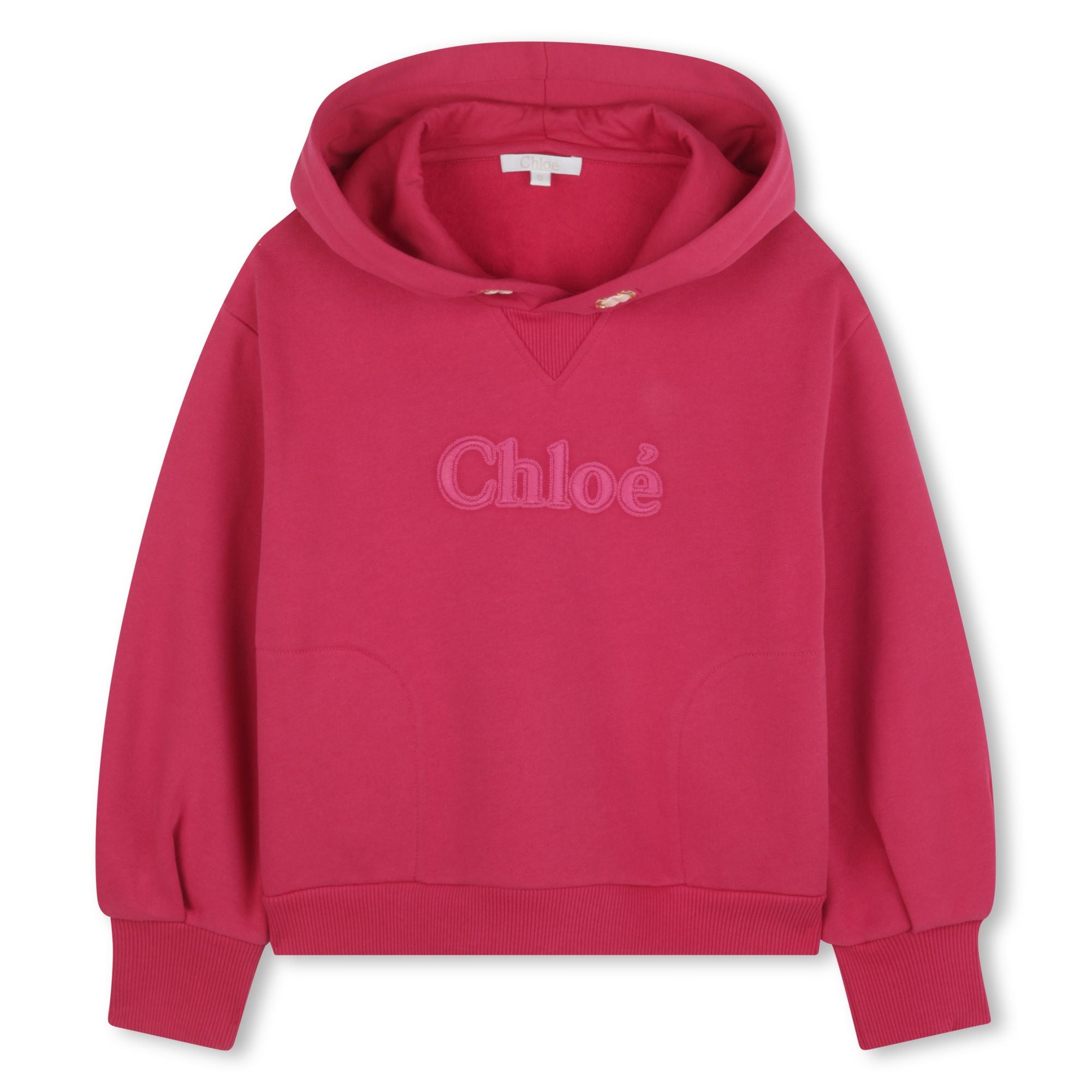 Girls Fuchsia Hooded Cotton Sweatshirt