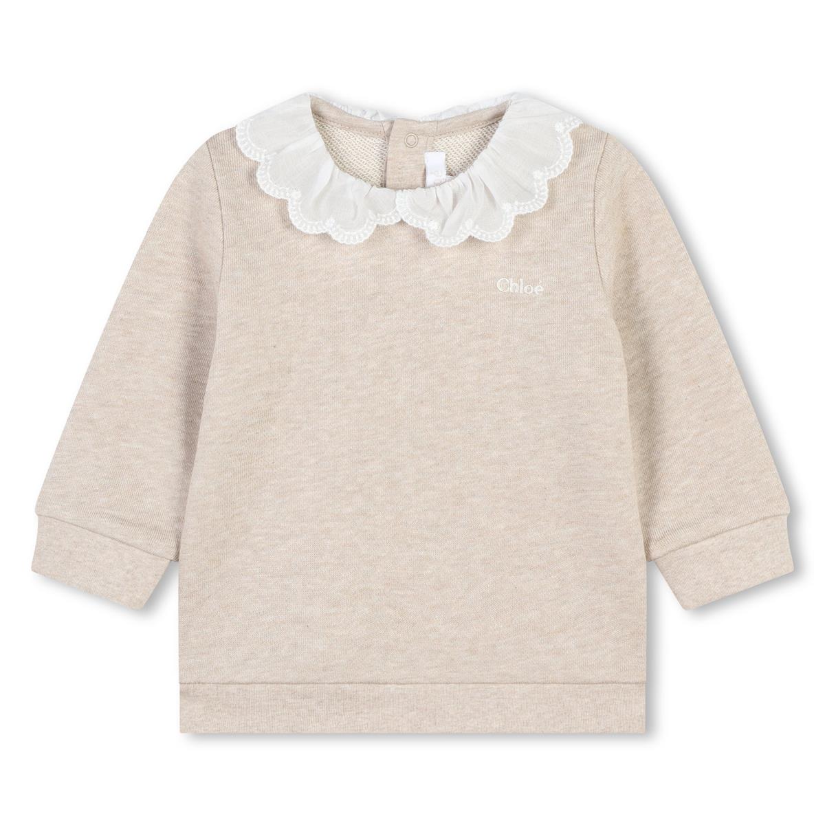 Baby Girls Beige Cotton Sweatshirt