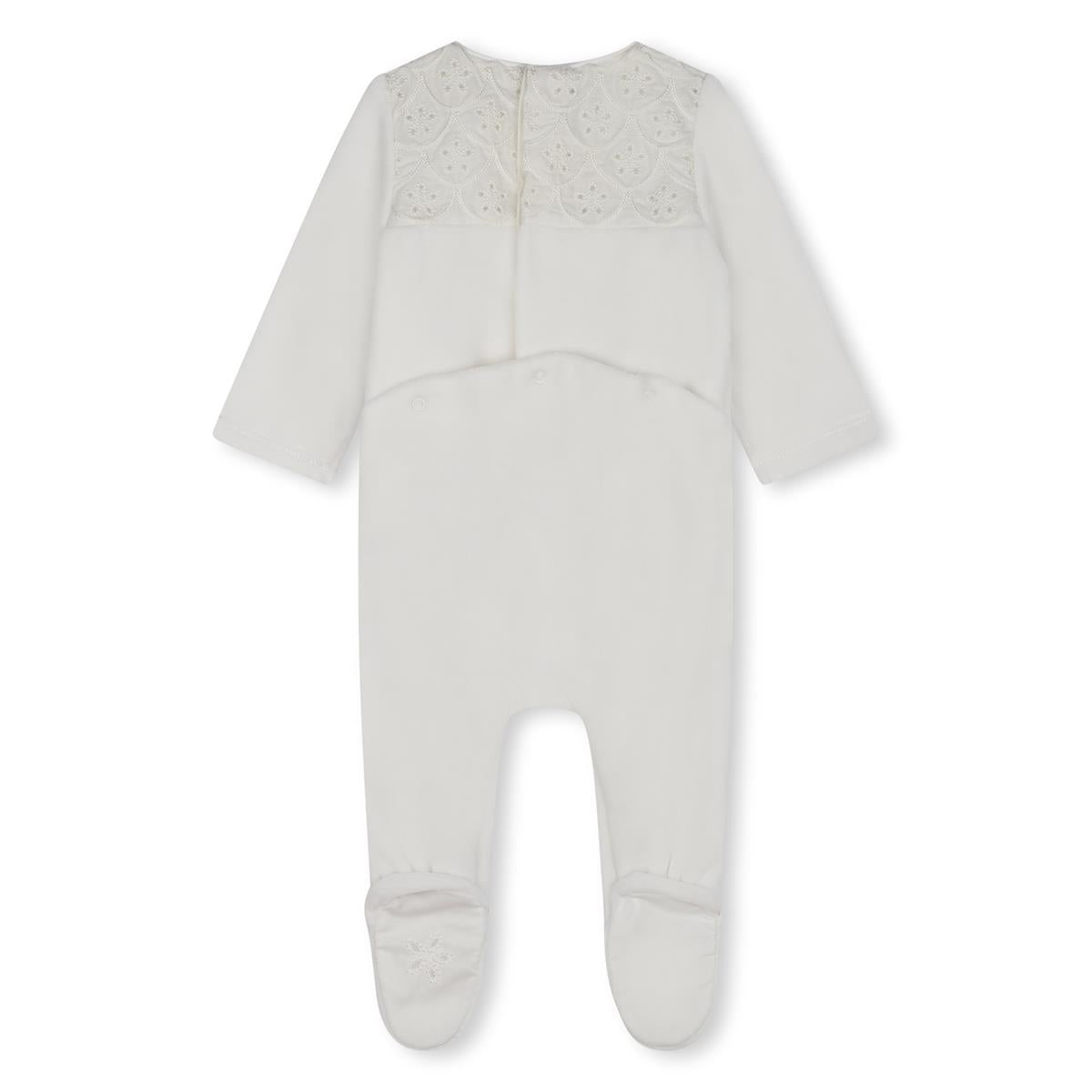 Baby Girls White Cotton Babysuit Set