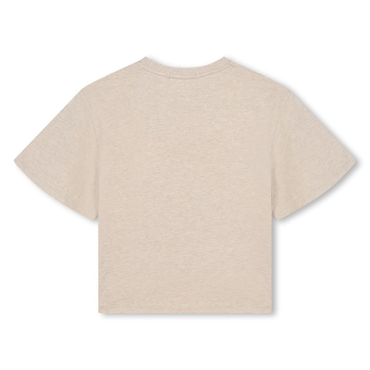 Girls Beige Cotton T-Shirt