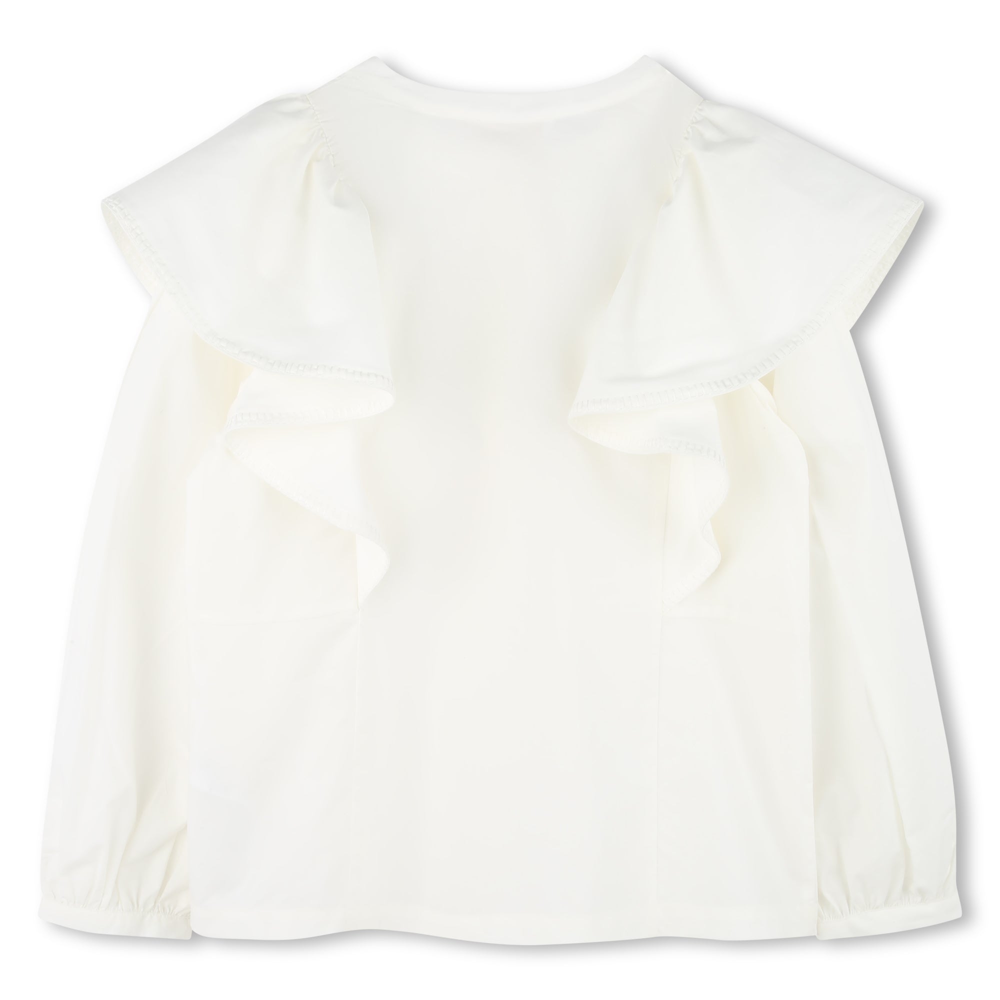 Girls White Ruffled Cotton Shirt