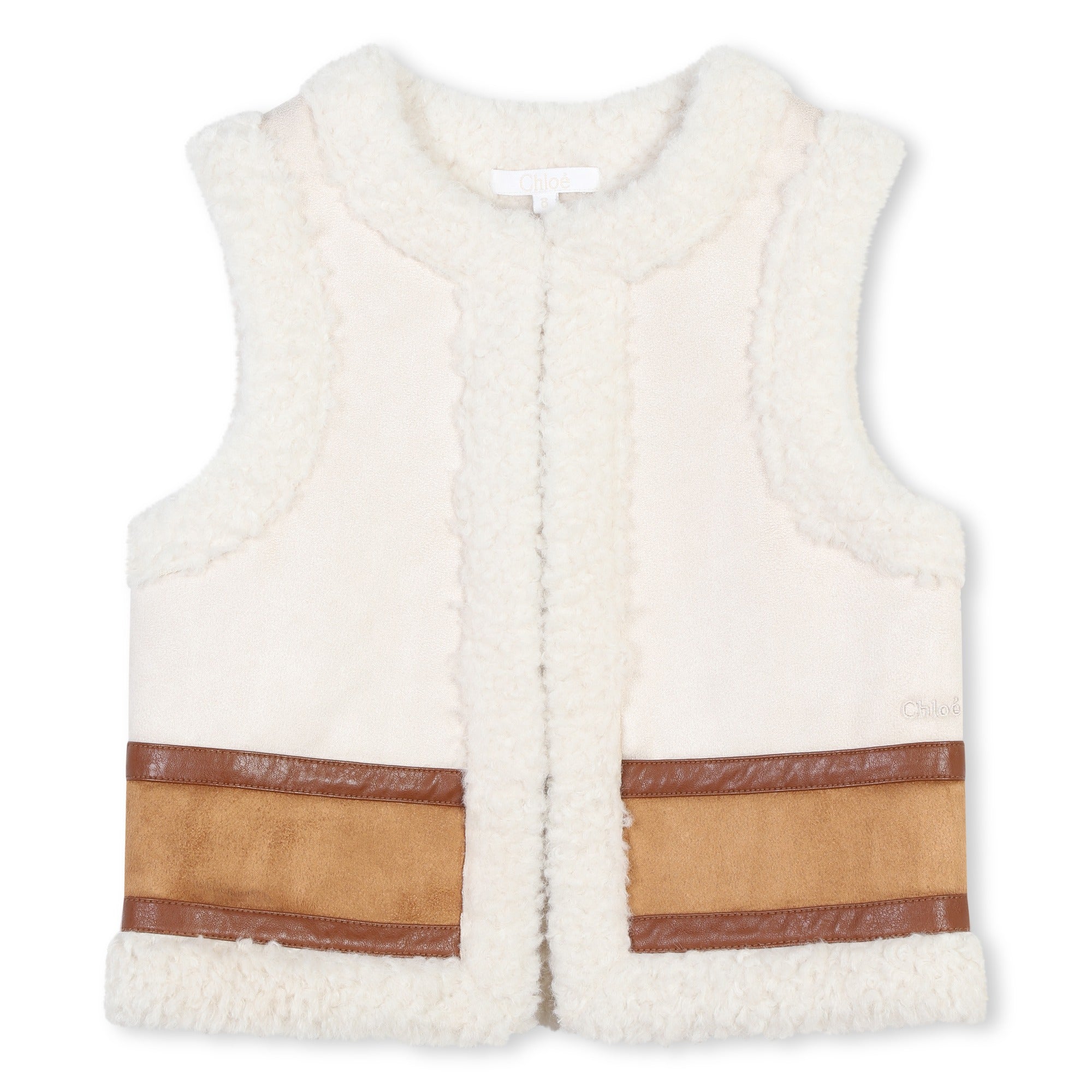 Girls White Sherpa Gilet