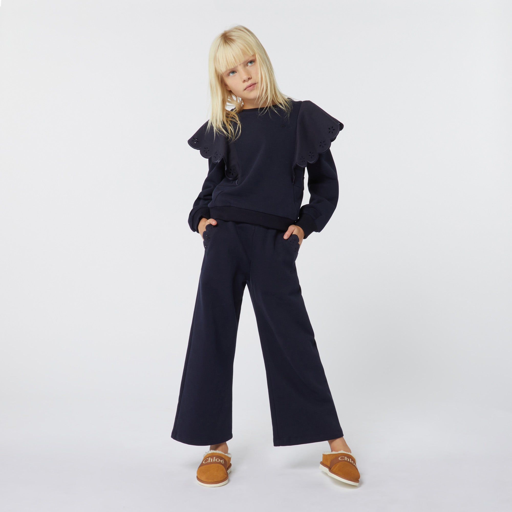 Girls Dark Blue Cotton Trousers