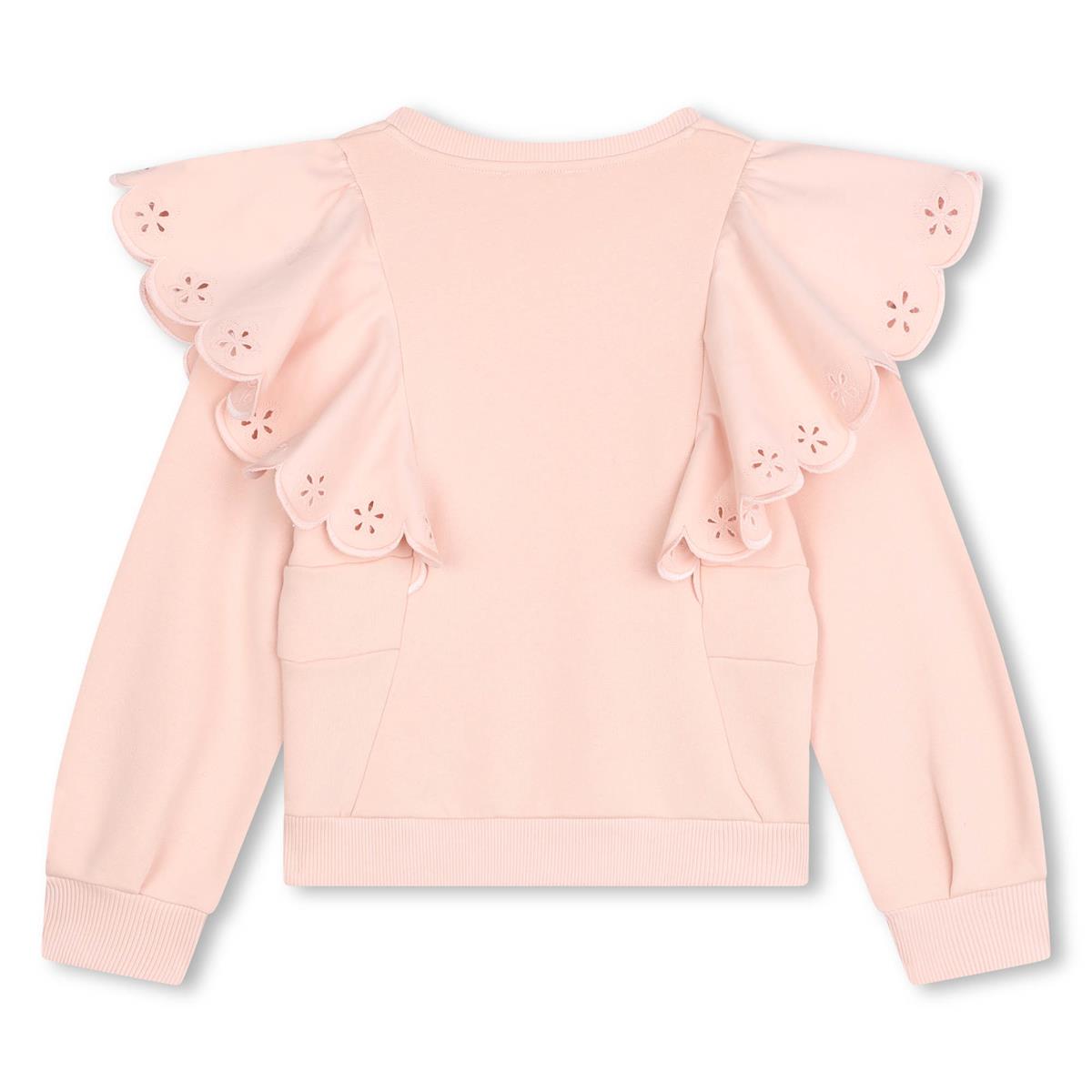 Girls Rose Ruffled Cotton Sweatshirt