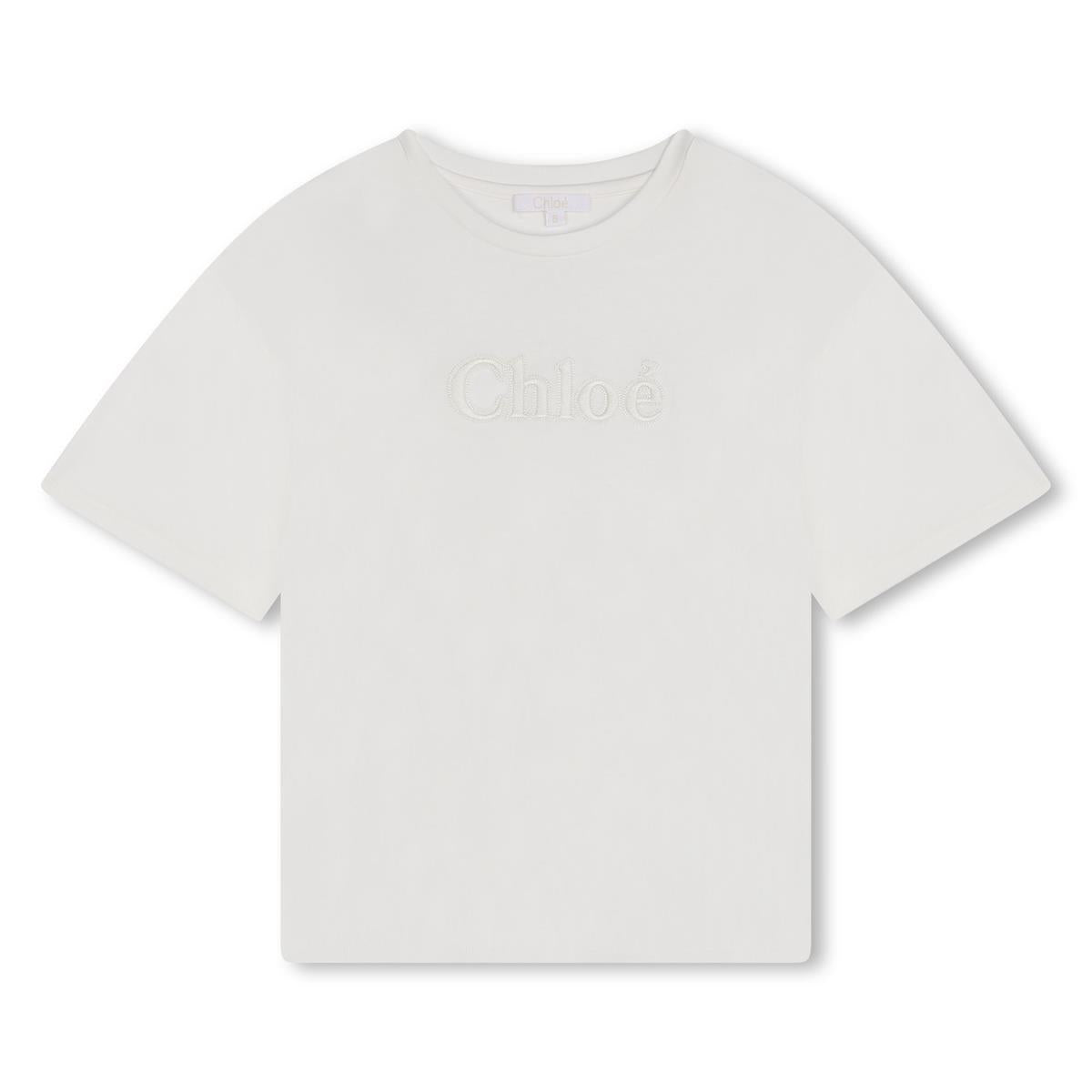 Girls White Cotton T-Shirt