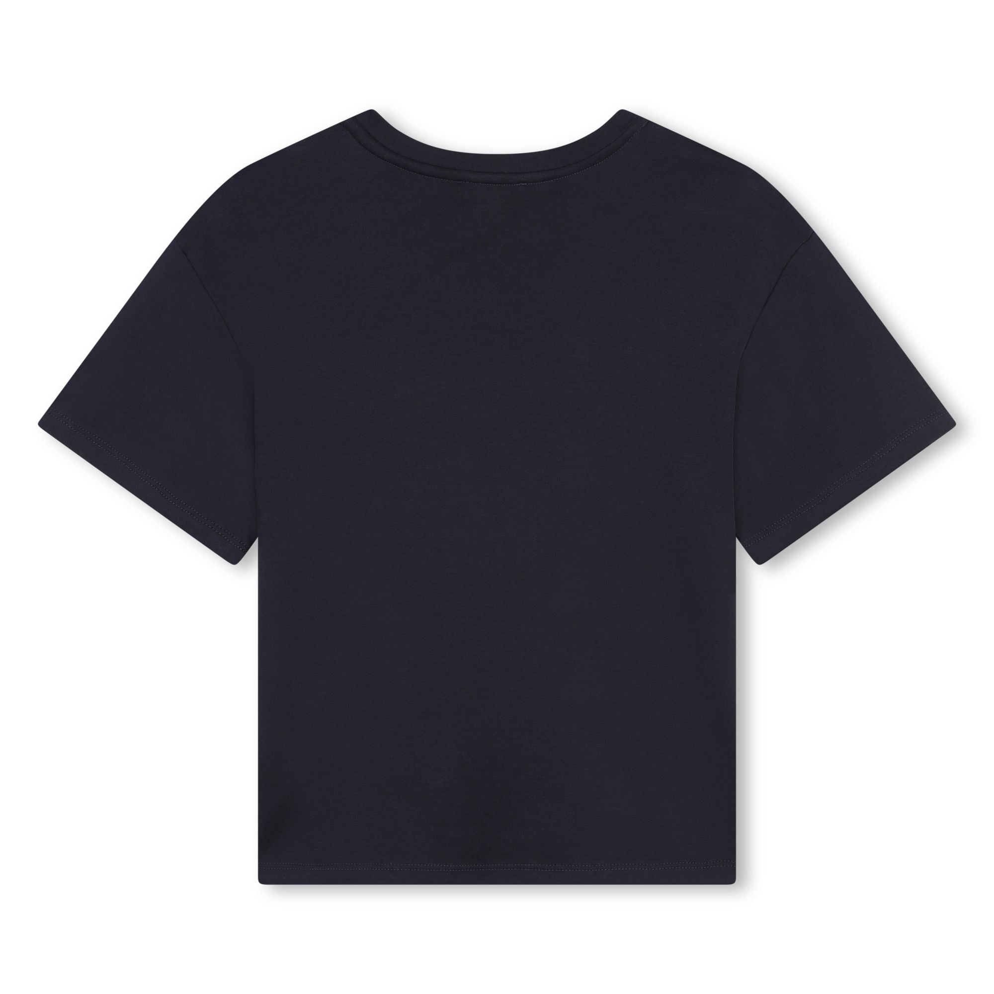 Girls Dark Blue Logo Cotton T-Shirt