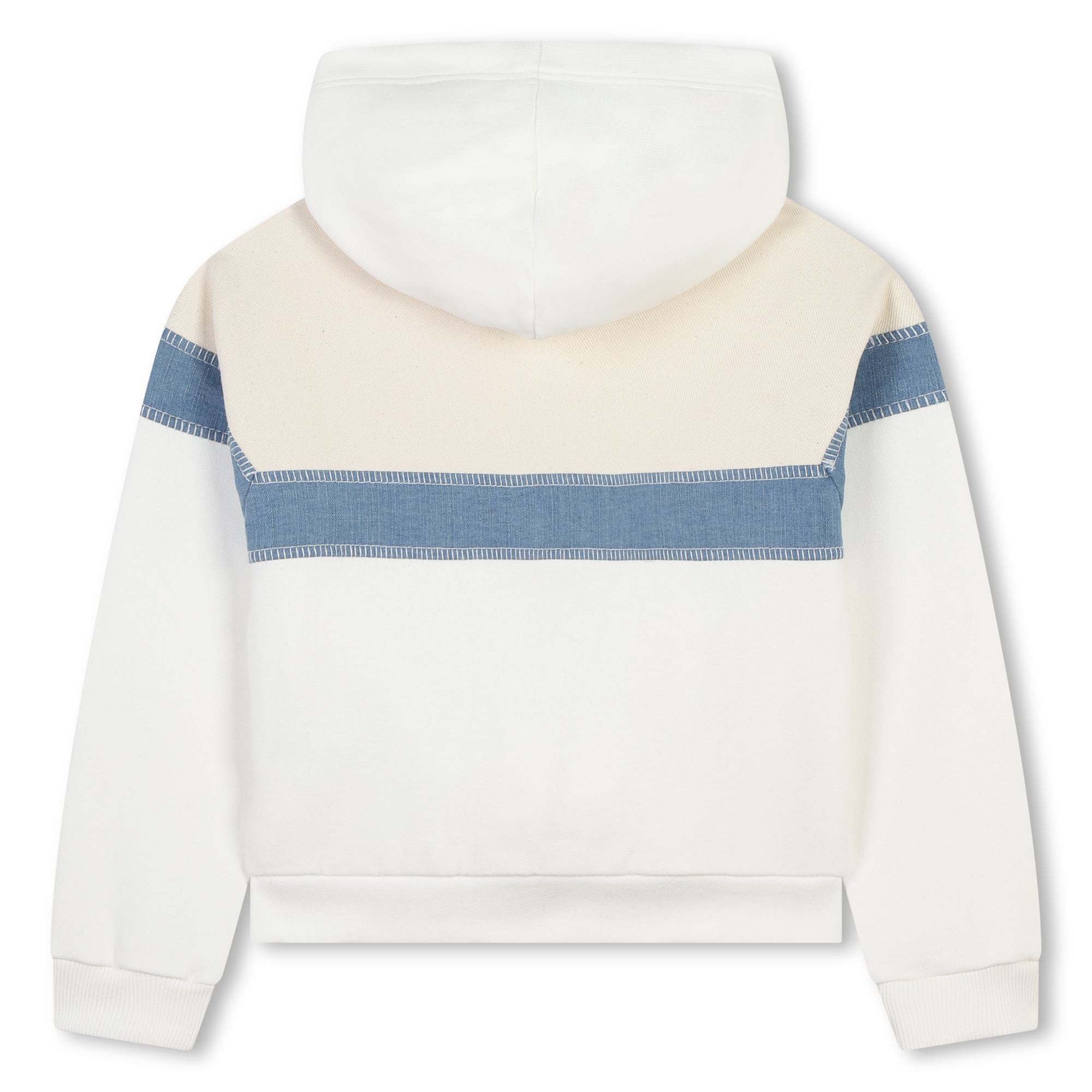 Girls White Cotton Zip-Up Top