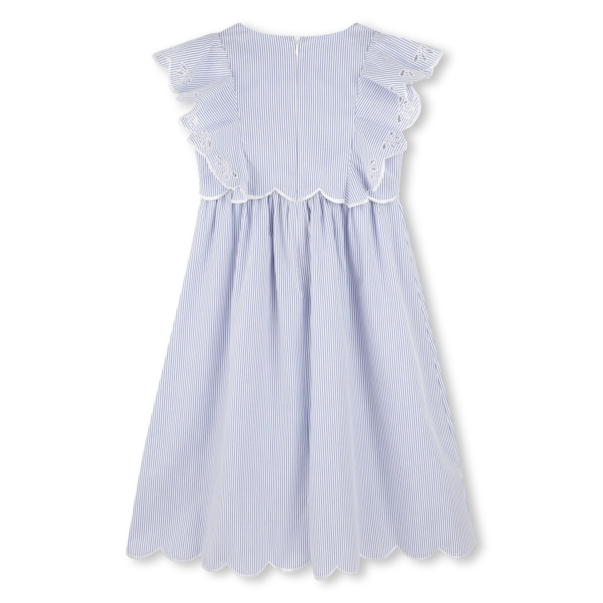 Girls Light Blue Stripes Cotton Dress
