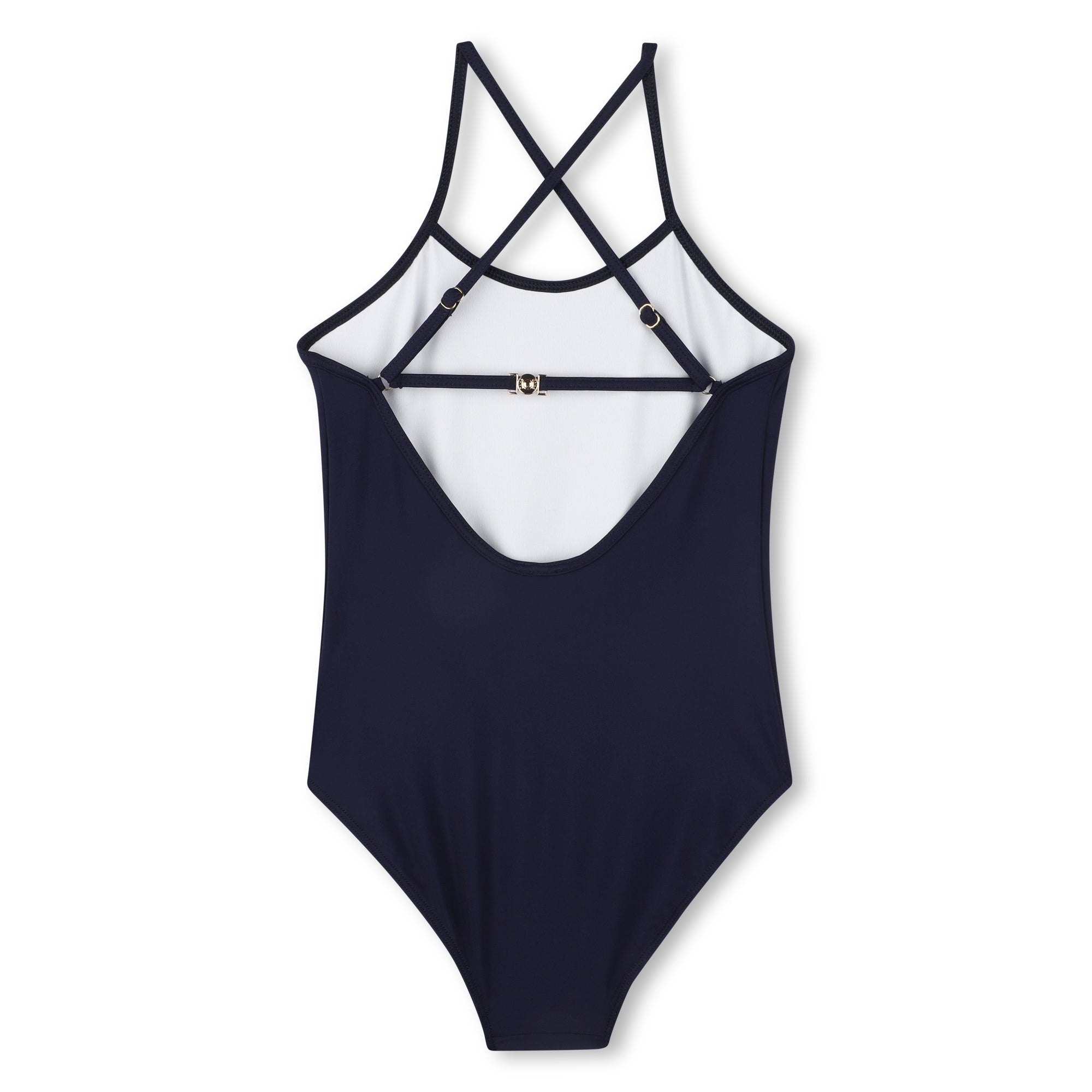 Girls Dark Blue Logo Swimsuit