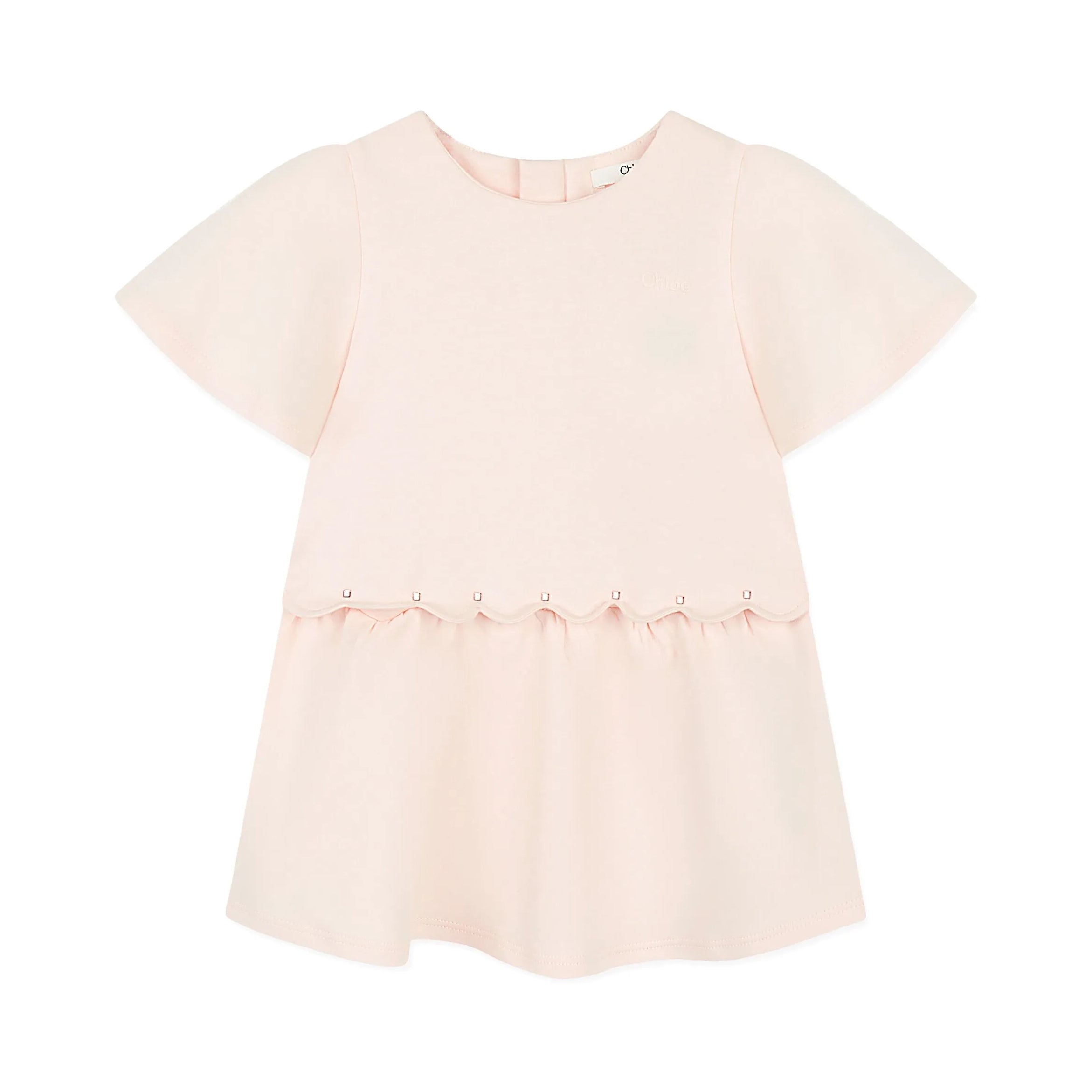 Baby Girls Light Pink Embroidered Logo Cotton Dress