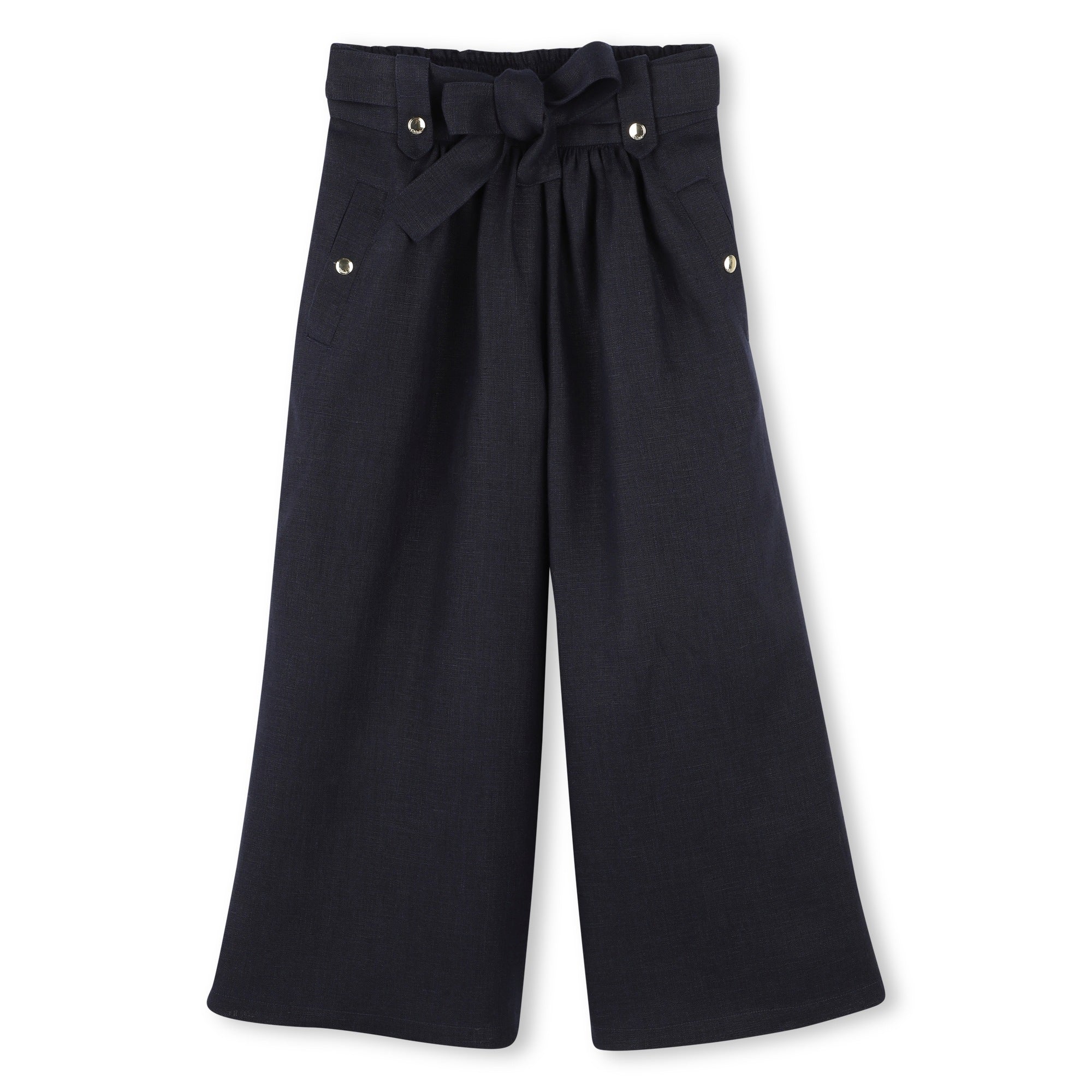 Girls Dark Blue Linen Trousers