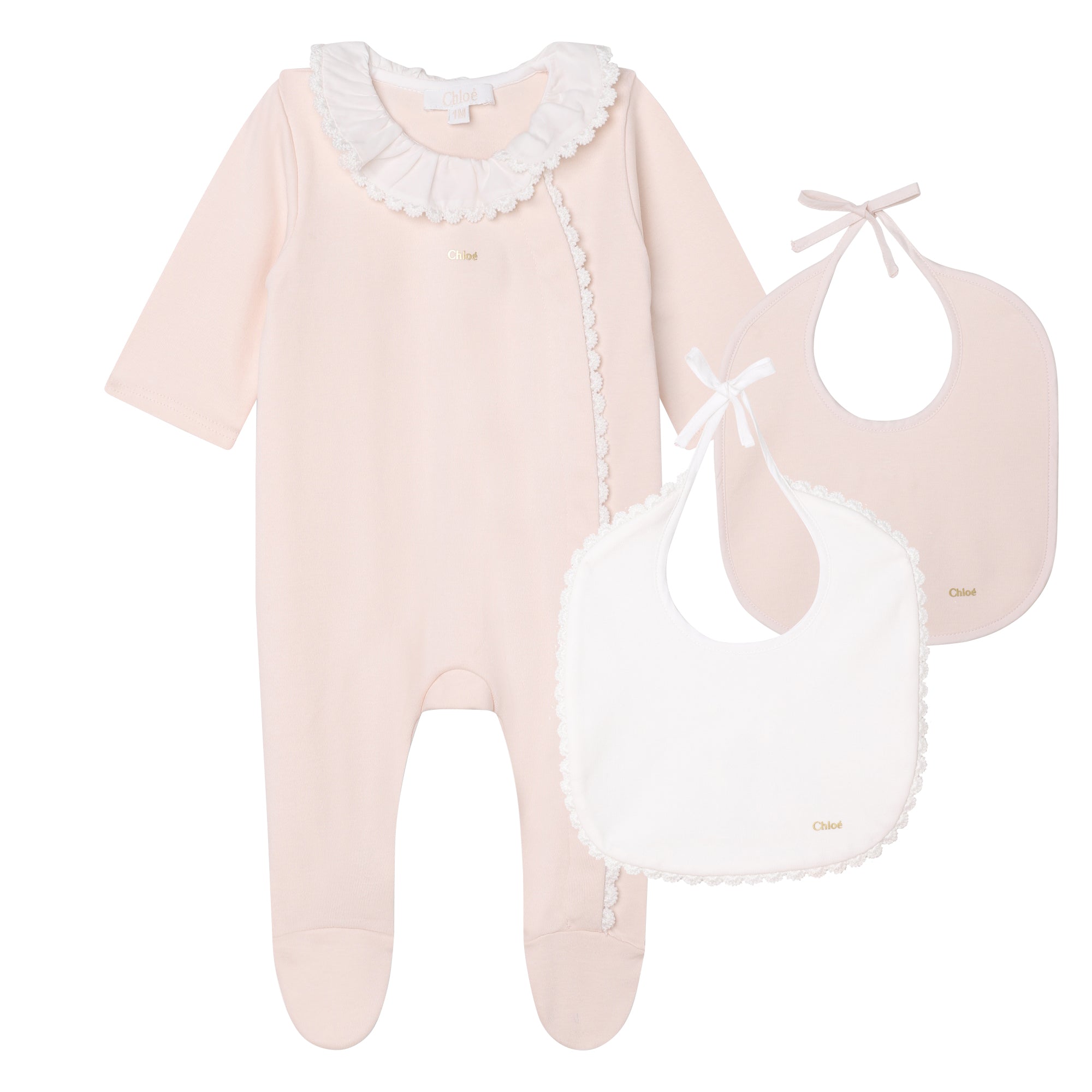 Baby Girls Light Pink Cotton Babysuit Set