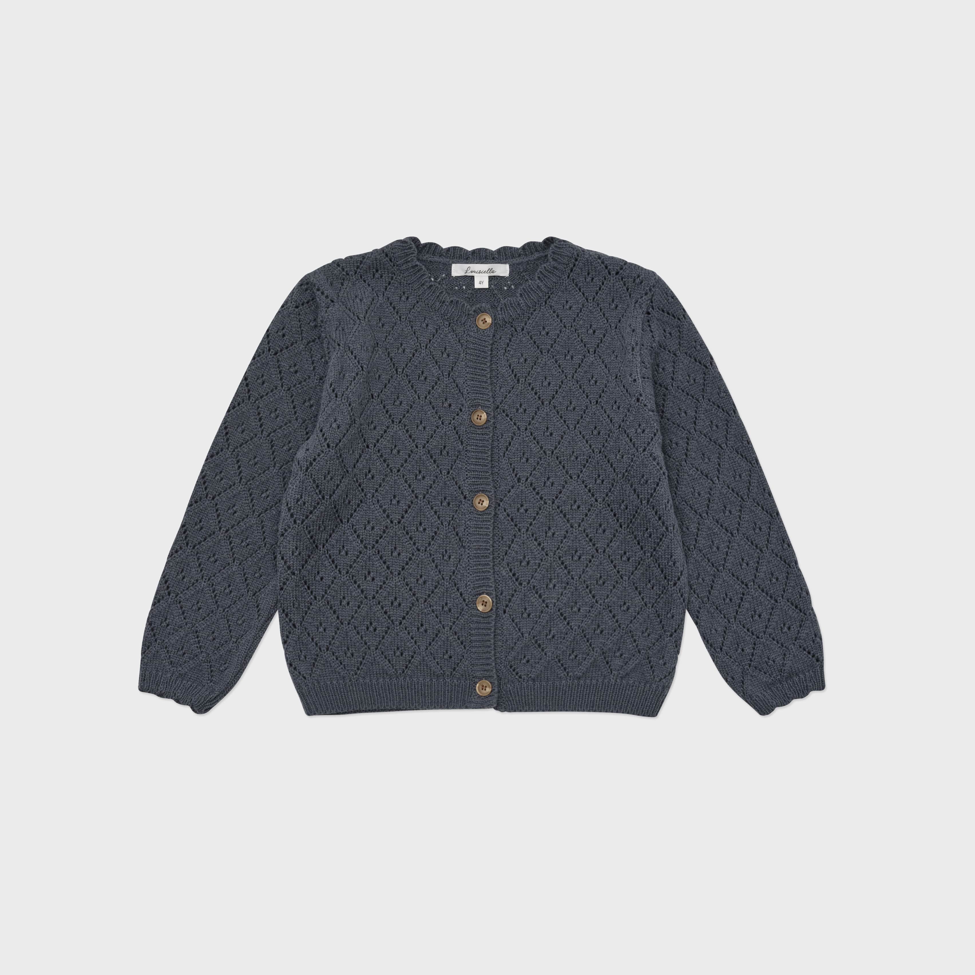 Girls Navy Hollow Cardigan