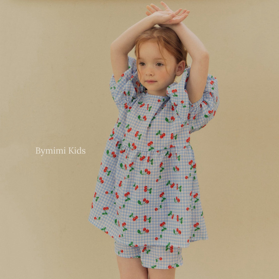 Girls Blue Cherry Cotton Set