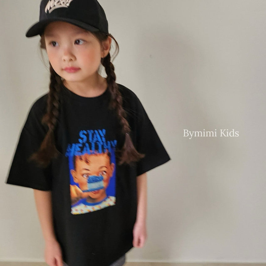 Boys & Girls Black Printed Cotton T-Shirt