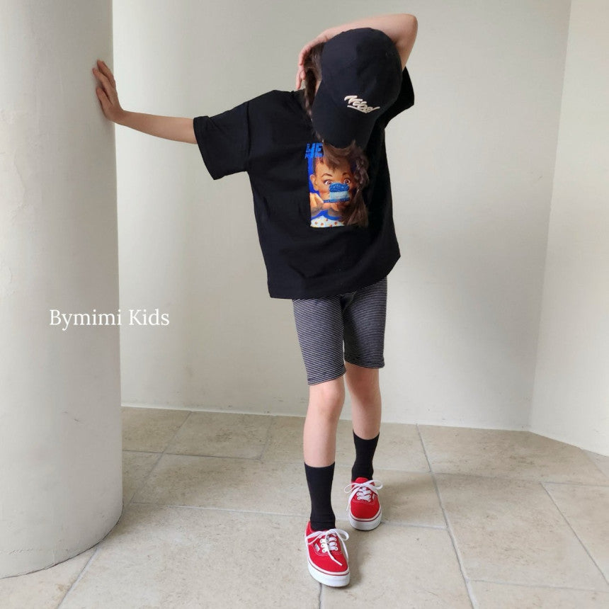 Boys & Girls Black Printed Cotton T-Shirt