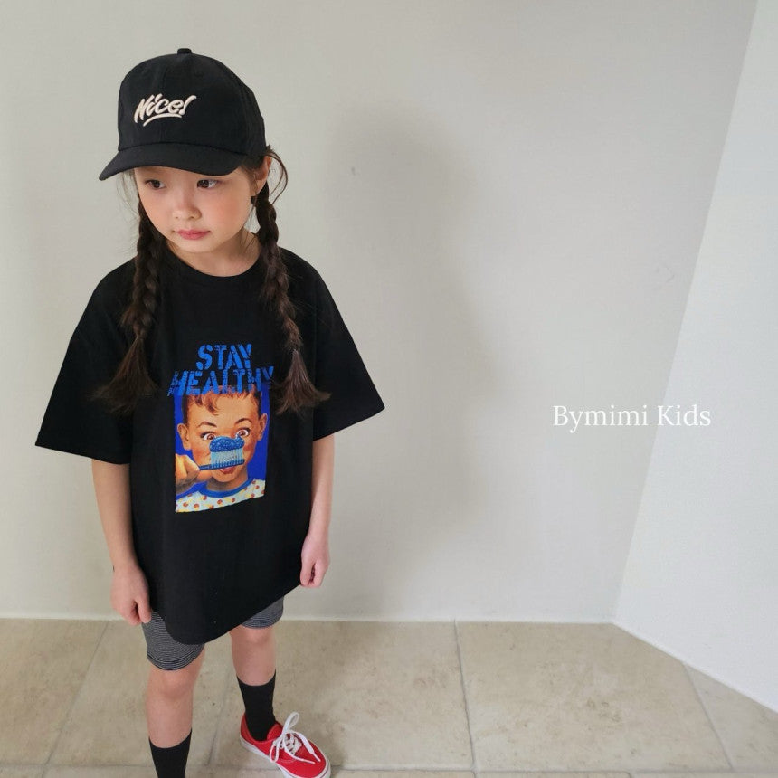 Boys & Girls Black Printed Cotton T-Shirt