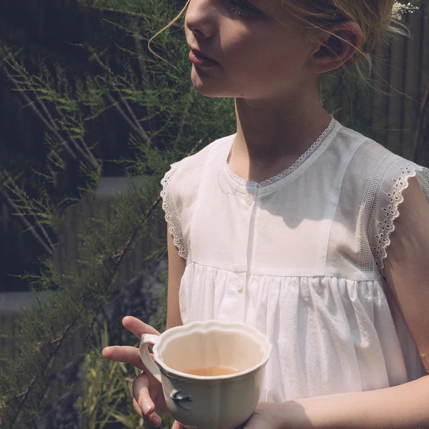 Girls White Cotton Dress