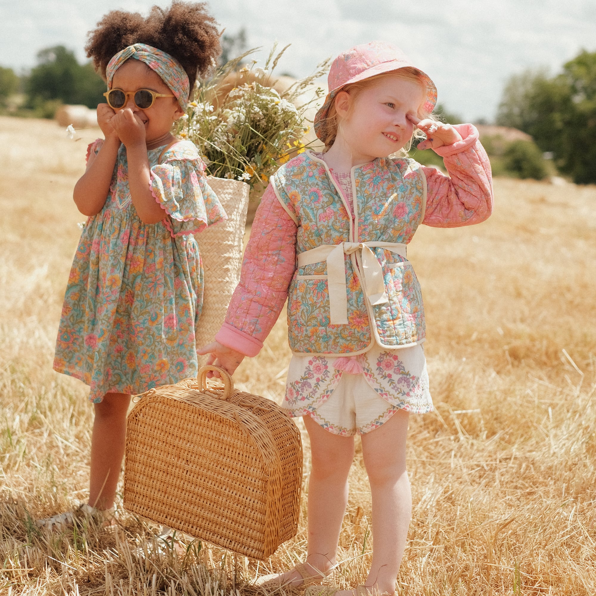 Girls Blue Flower Cotton Dress