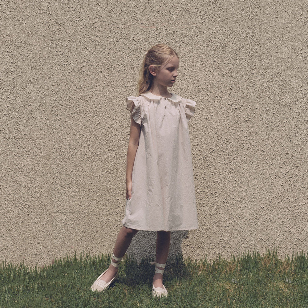 Girls Doll Collar Pink Cotton Dress