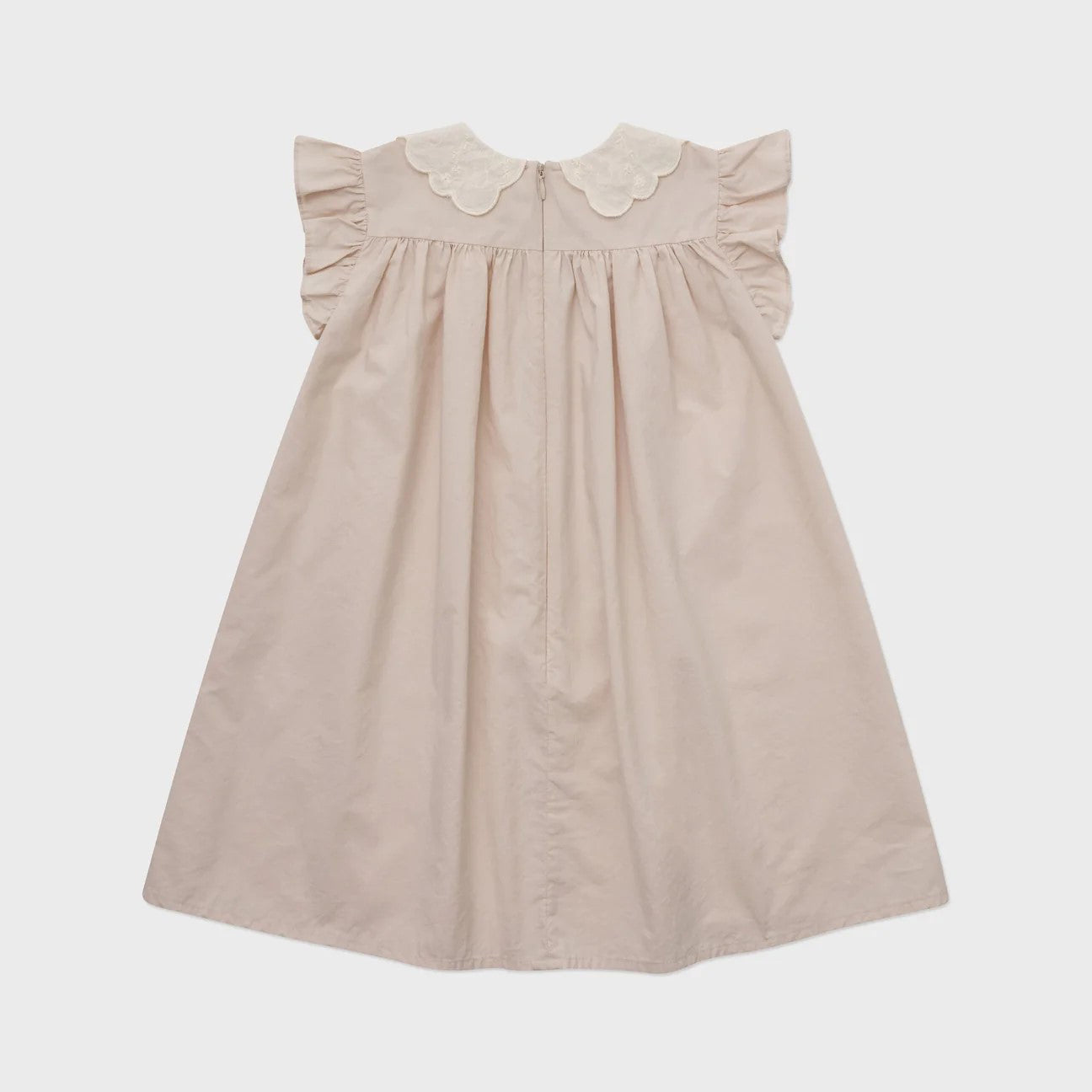 Girls Doll Collar Pink Cotton Dress