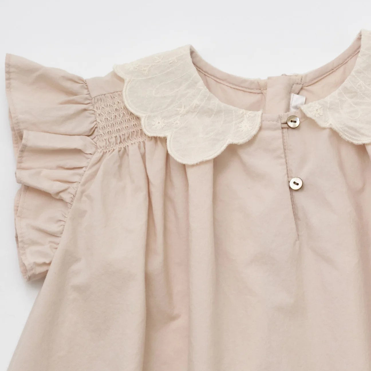 Girls Doll Collar Pink Cotton Dress