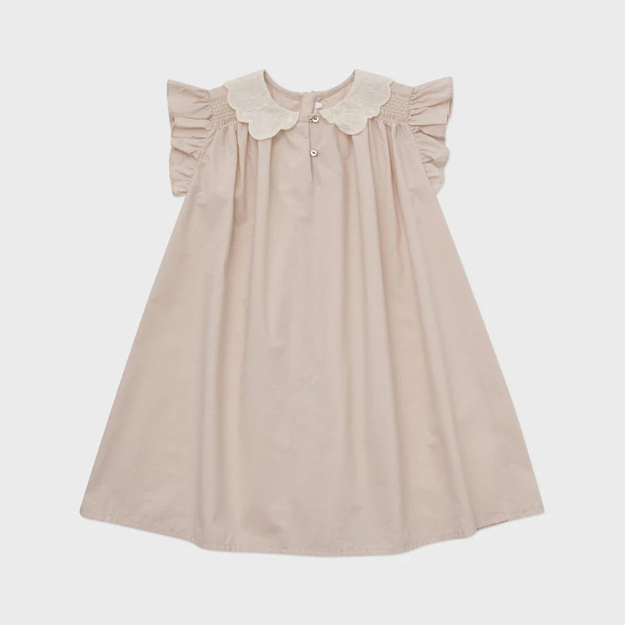 Girls Doll Collar Pink Cotton Dress