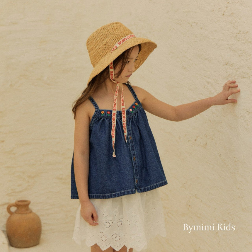 Girls Blue Denim Strap Top