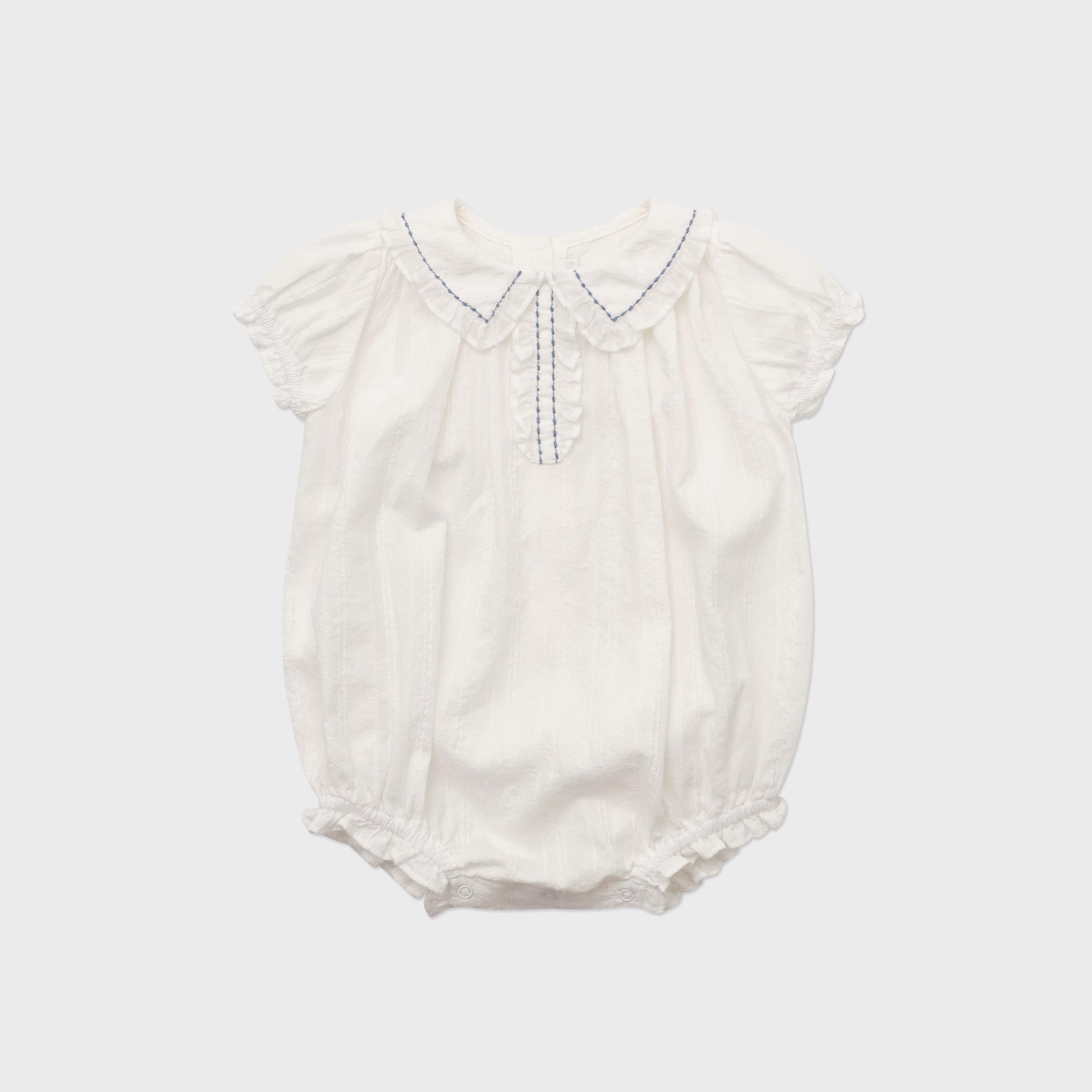 Baby Girls White Cotton Babysuit