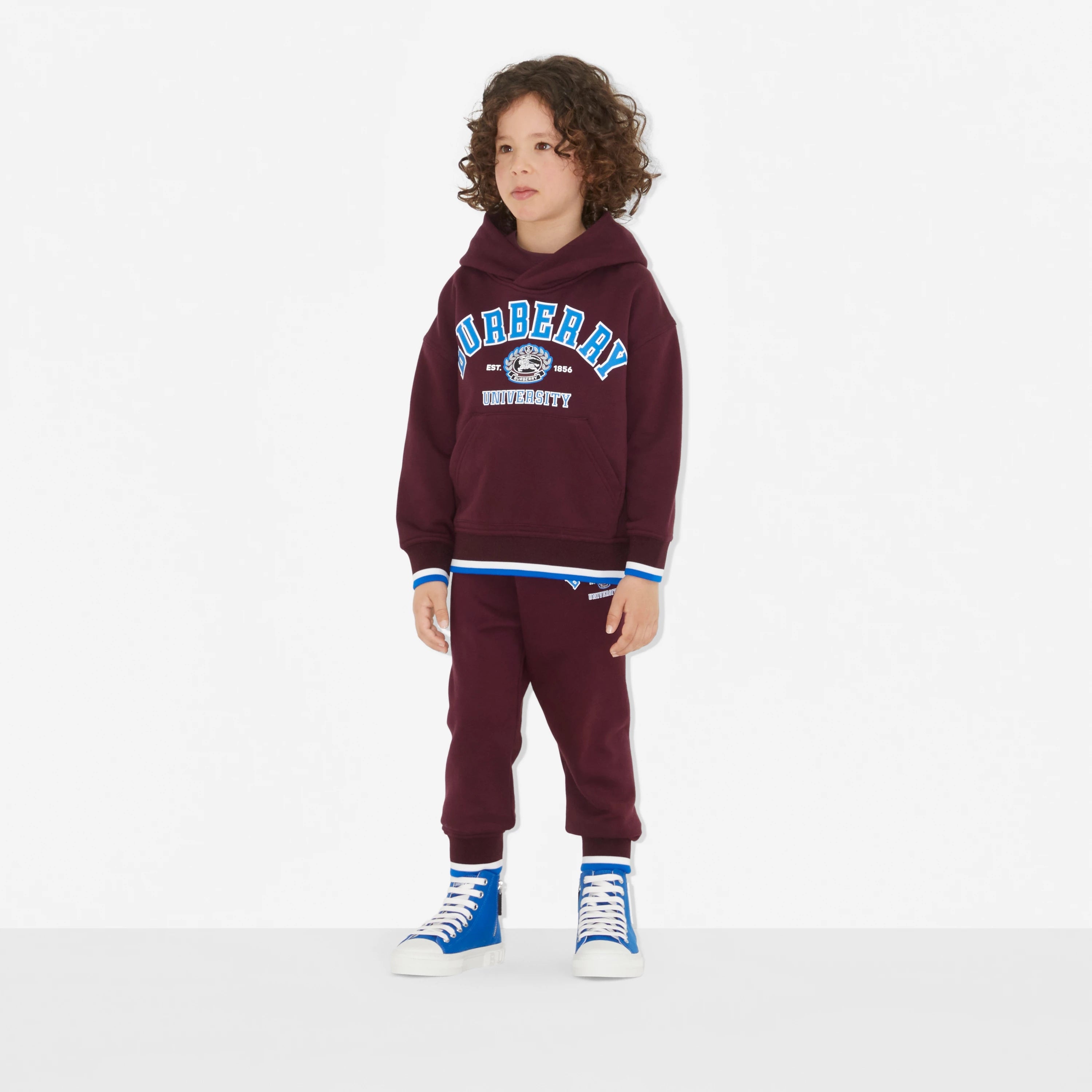 Boys & Girls Dark Red Logo Cotton Trousers