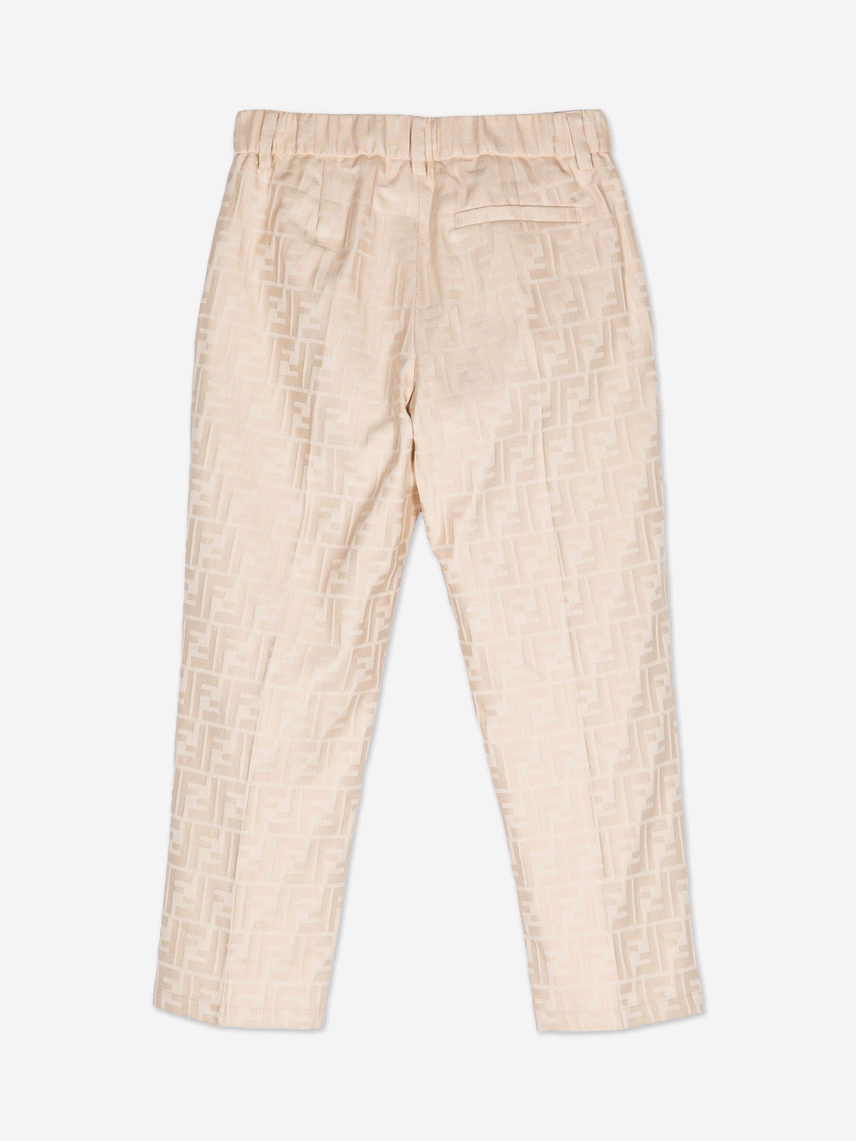 Boys FF Jacquard Trousers in Beige