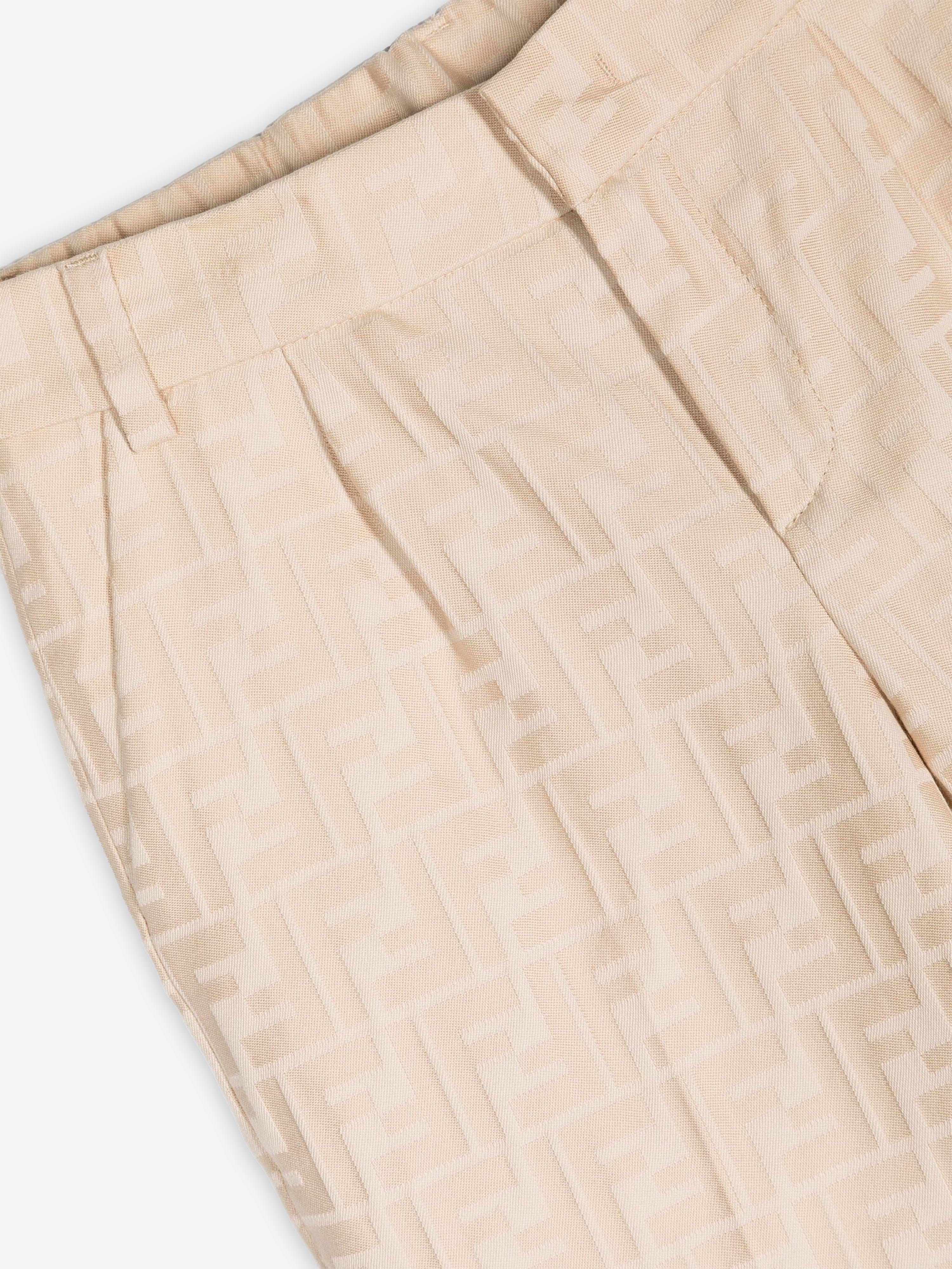 Boys FF Jacquard Trousers in Beige