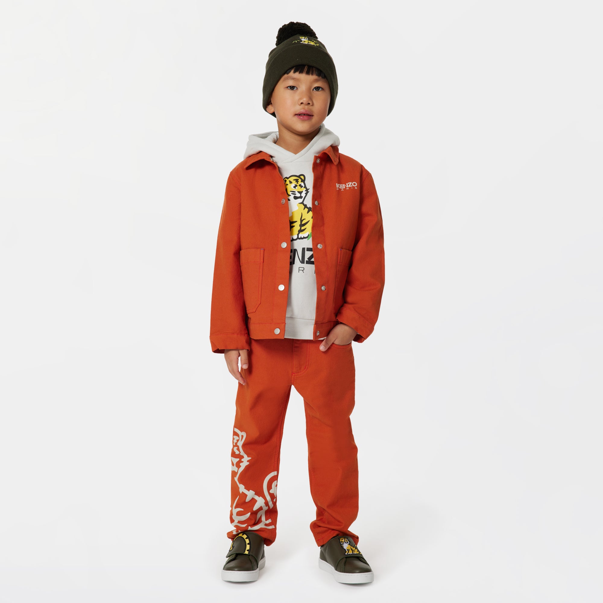 Boys & Girls Orange Red Printed Jacket