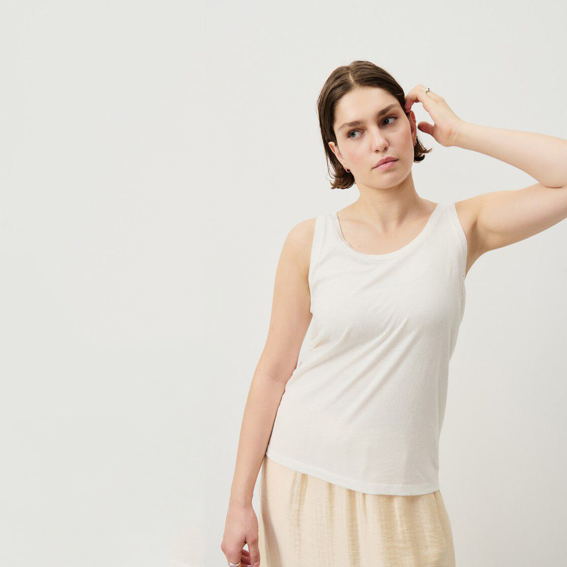 Women White Cotton Vest