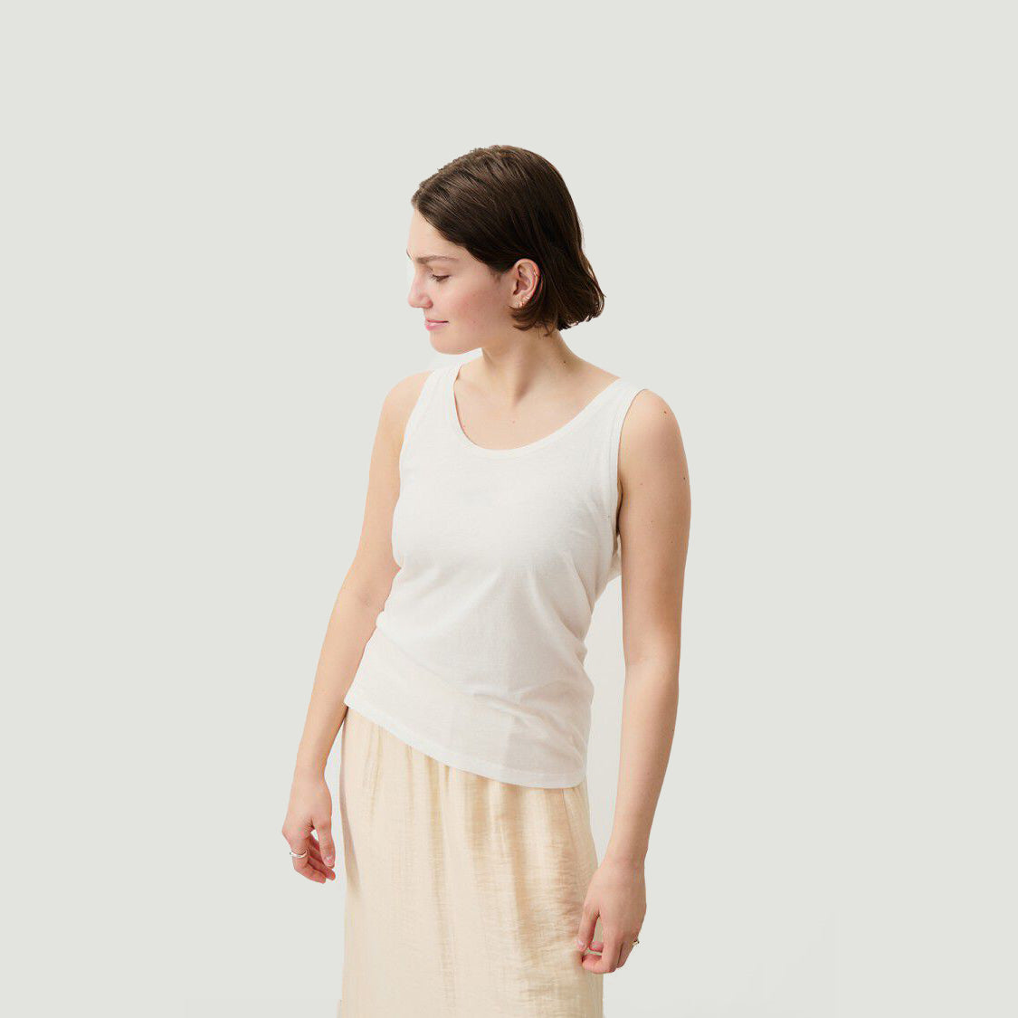 Women White Cotton Vest