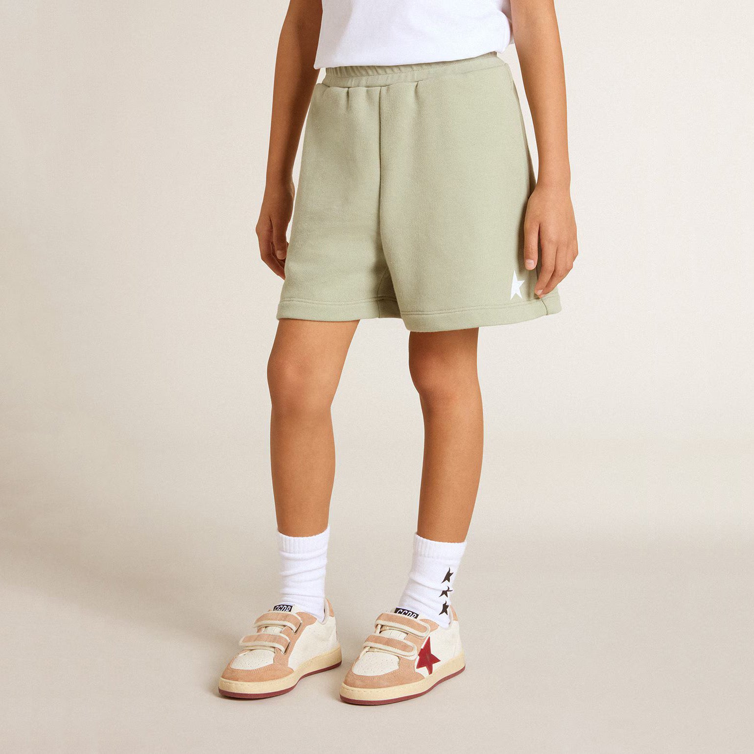 Boys & Girls Light Green Cotton Shorts