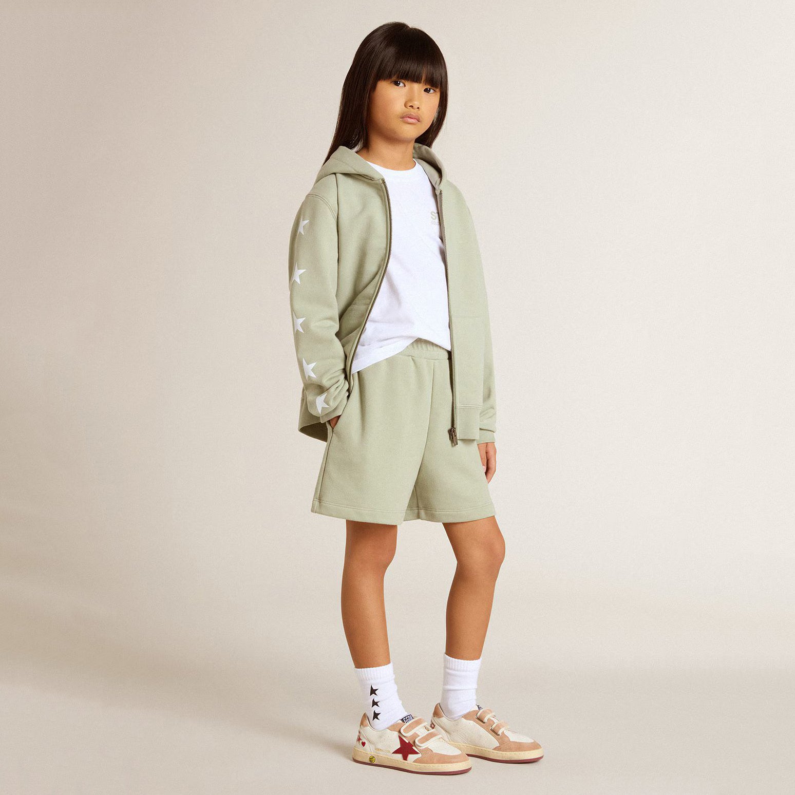 Boys & Girls Light Green Cotton Shorts