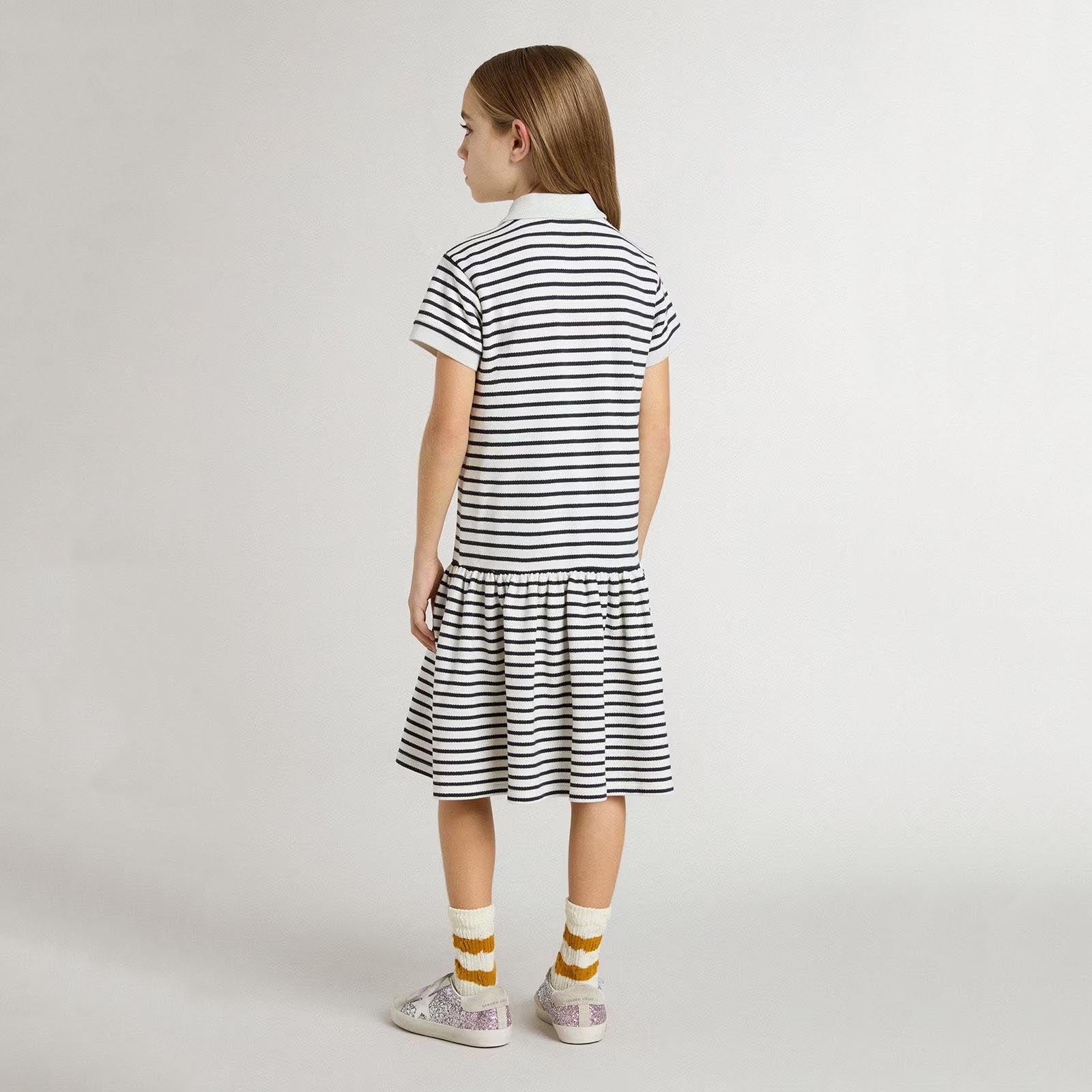 Girls Navy Stripes Cotton Dress