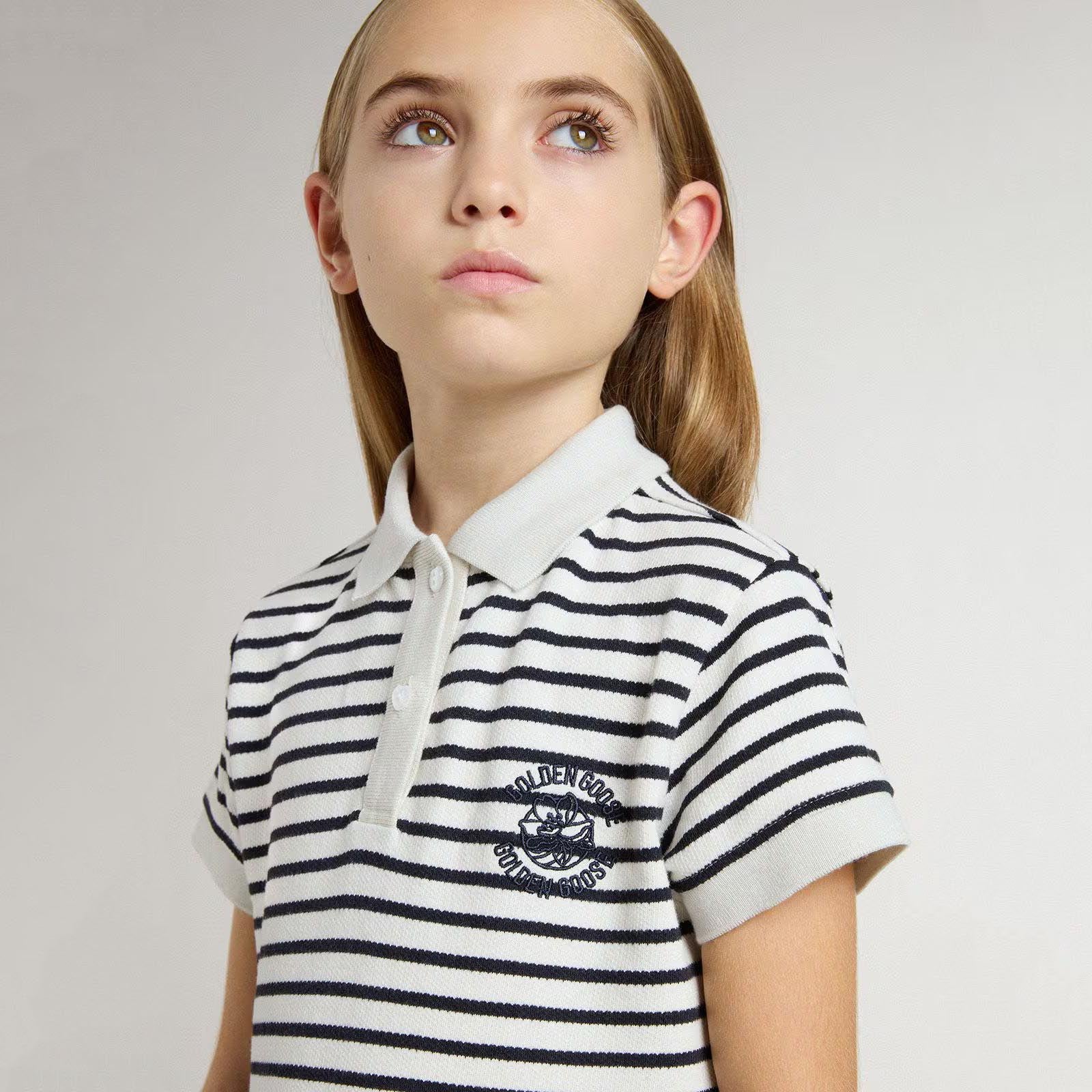 Girls Navy Stripes Cotton Dress