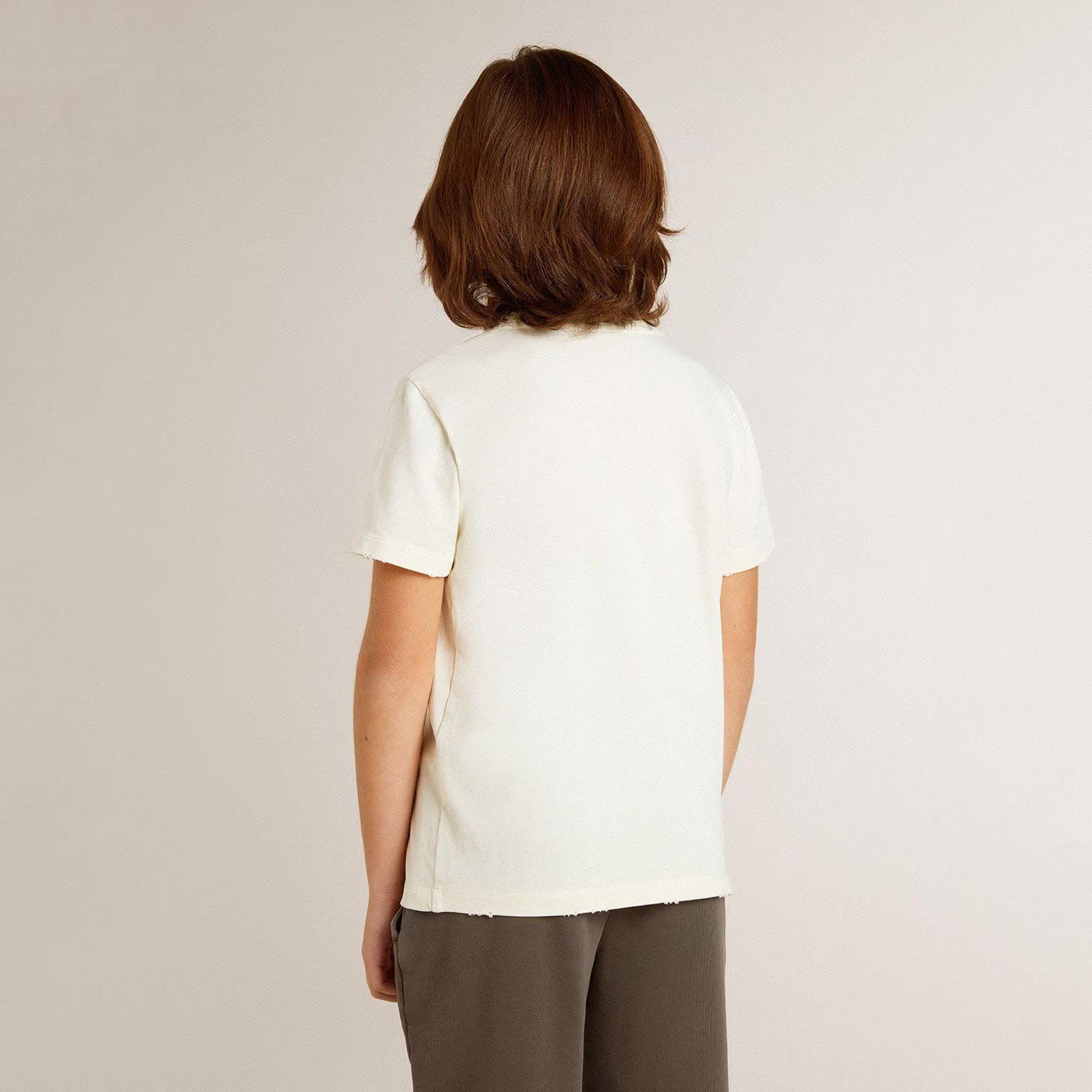 Boys Beige Logo Cotton T-Shirt