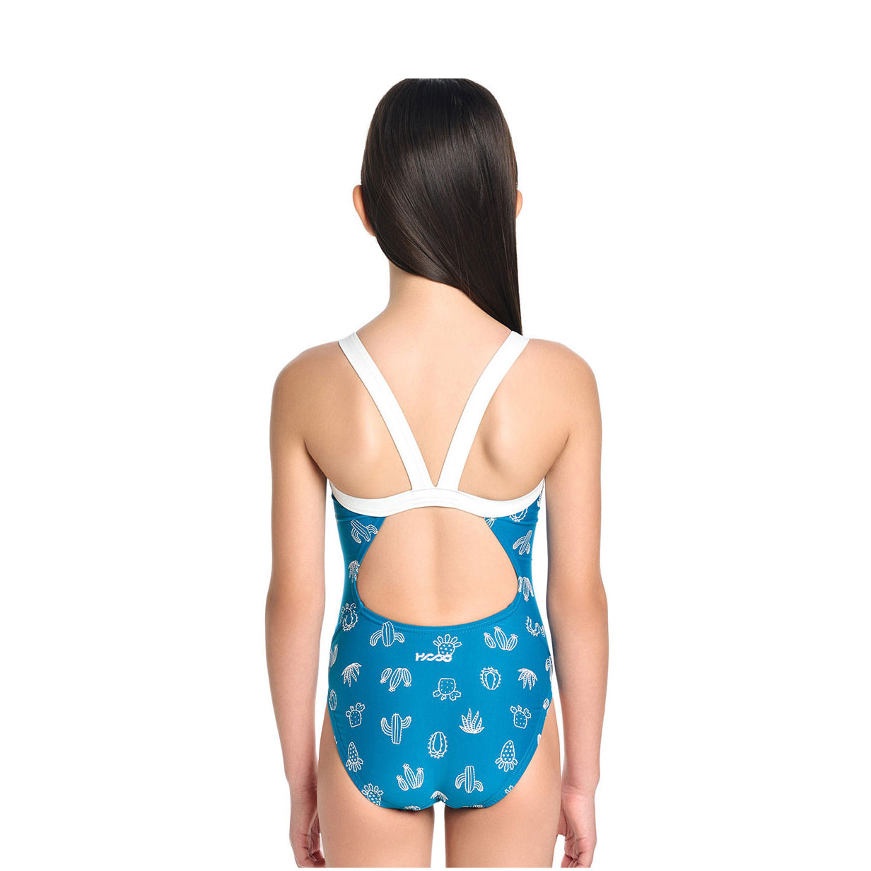Girls Blue Printed Professional Swimsuit