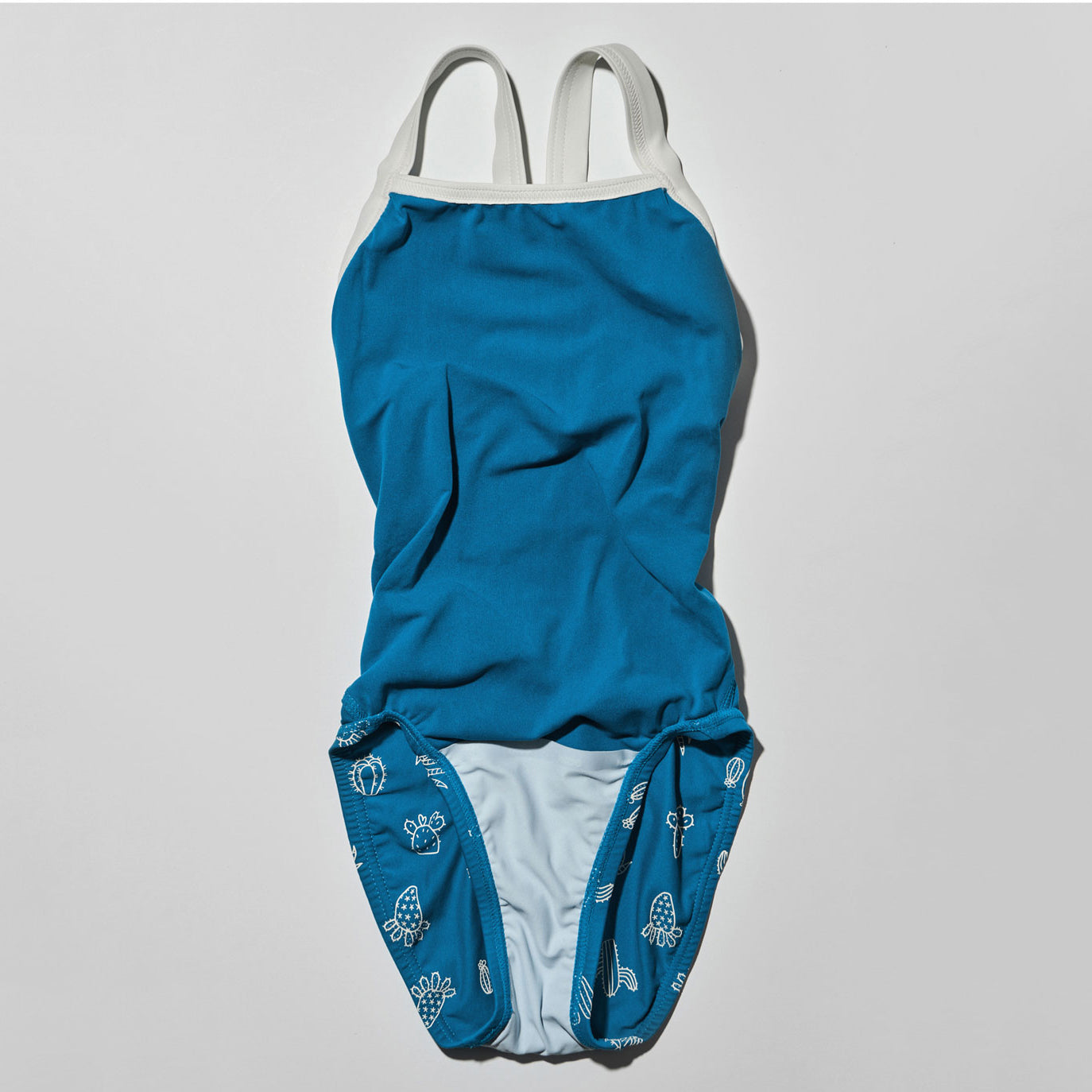 Girls Blue Printed Professional Swimsuit