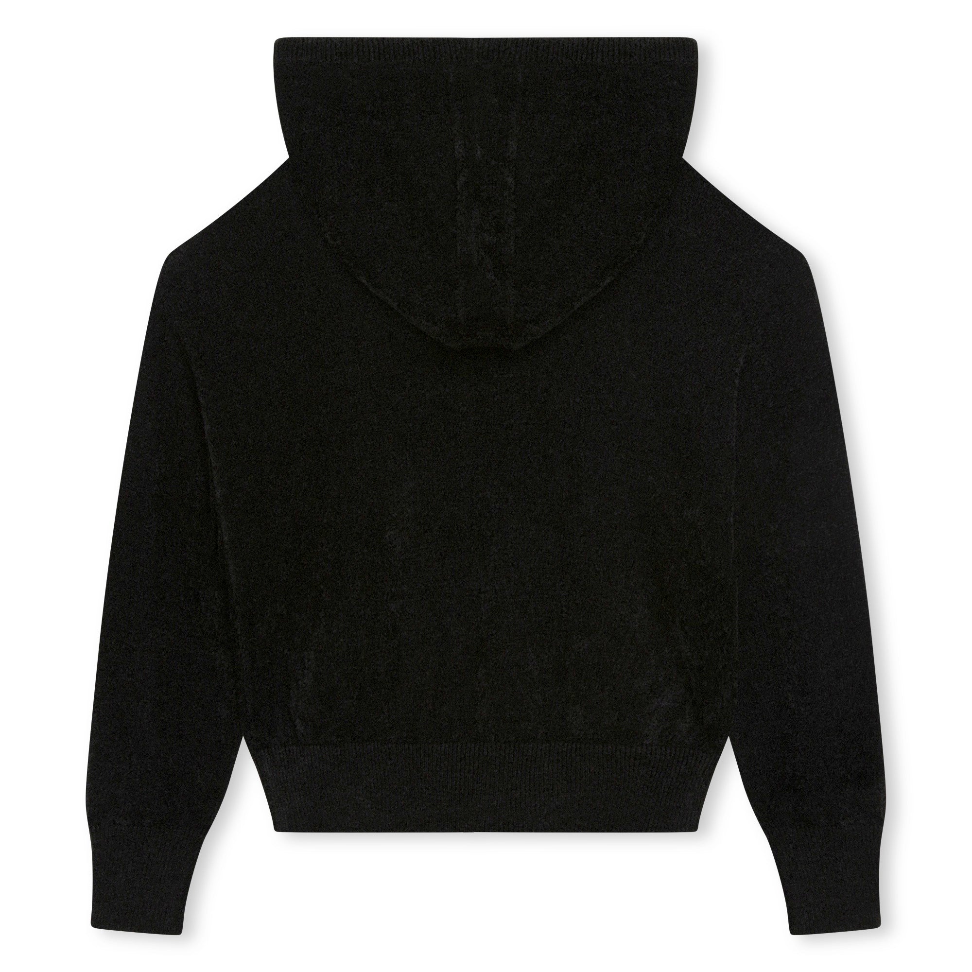 Girls Black Logo Hooded Zip-Up Cardigan