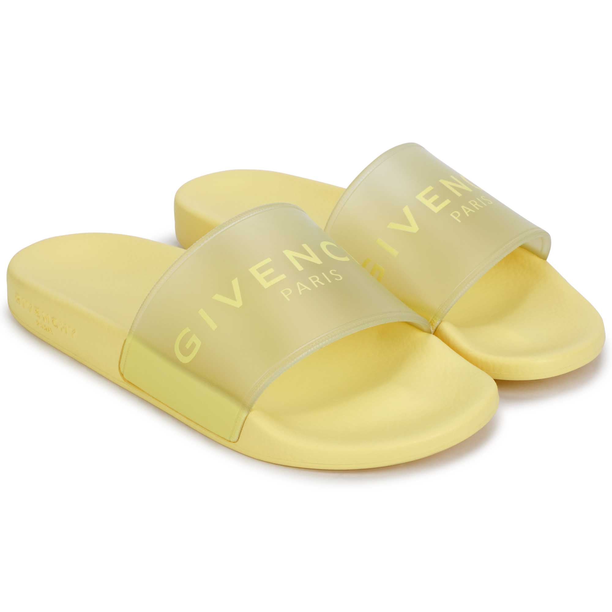 Girls Yellow Logo Slippers