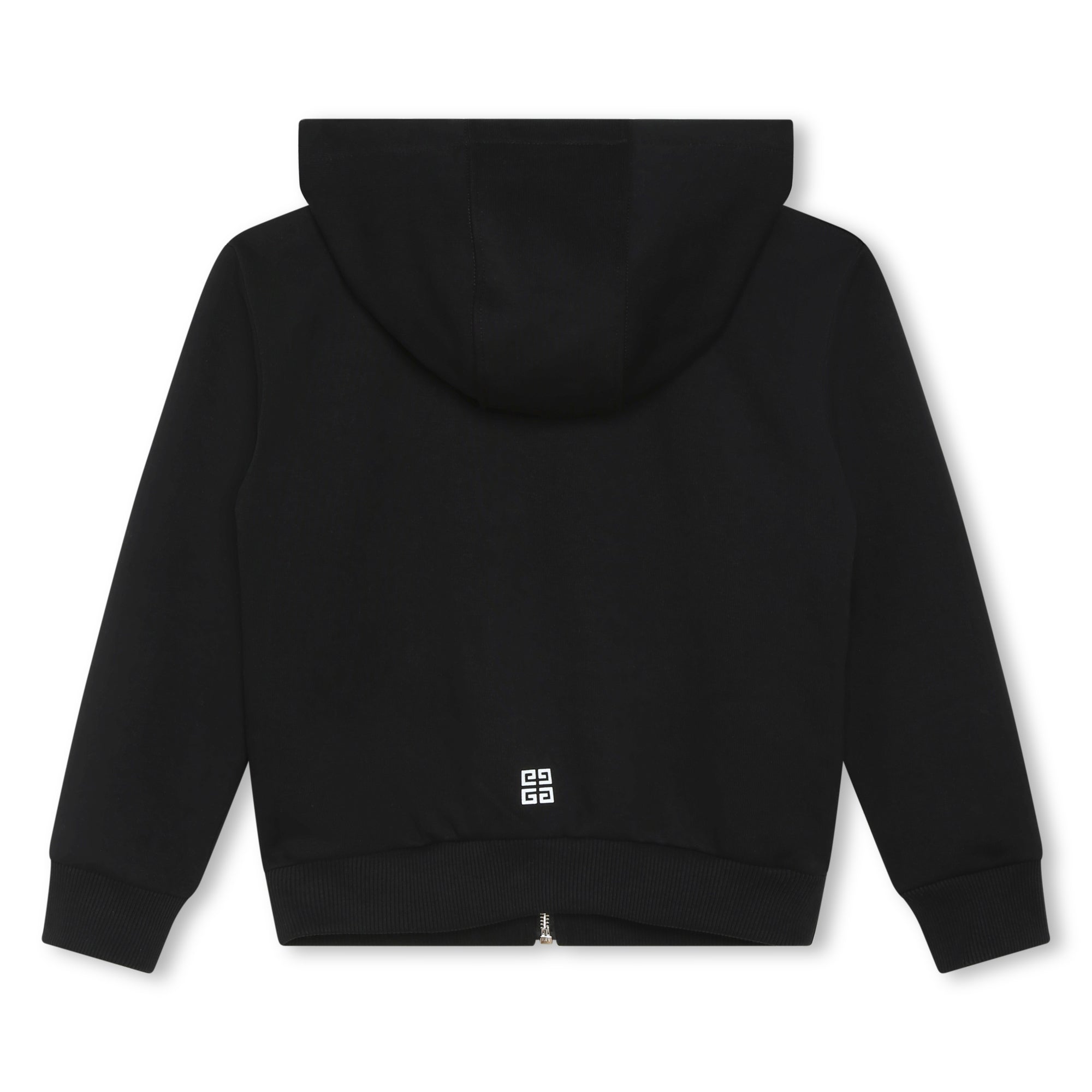 Girls Black Hooded Zip-Up Top