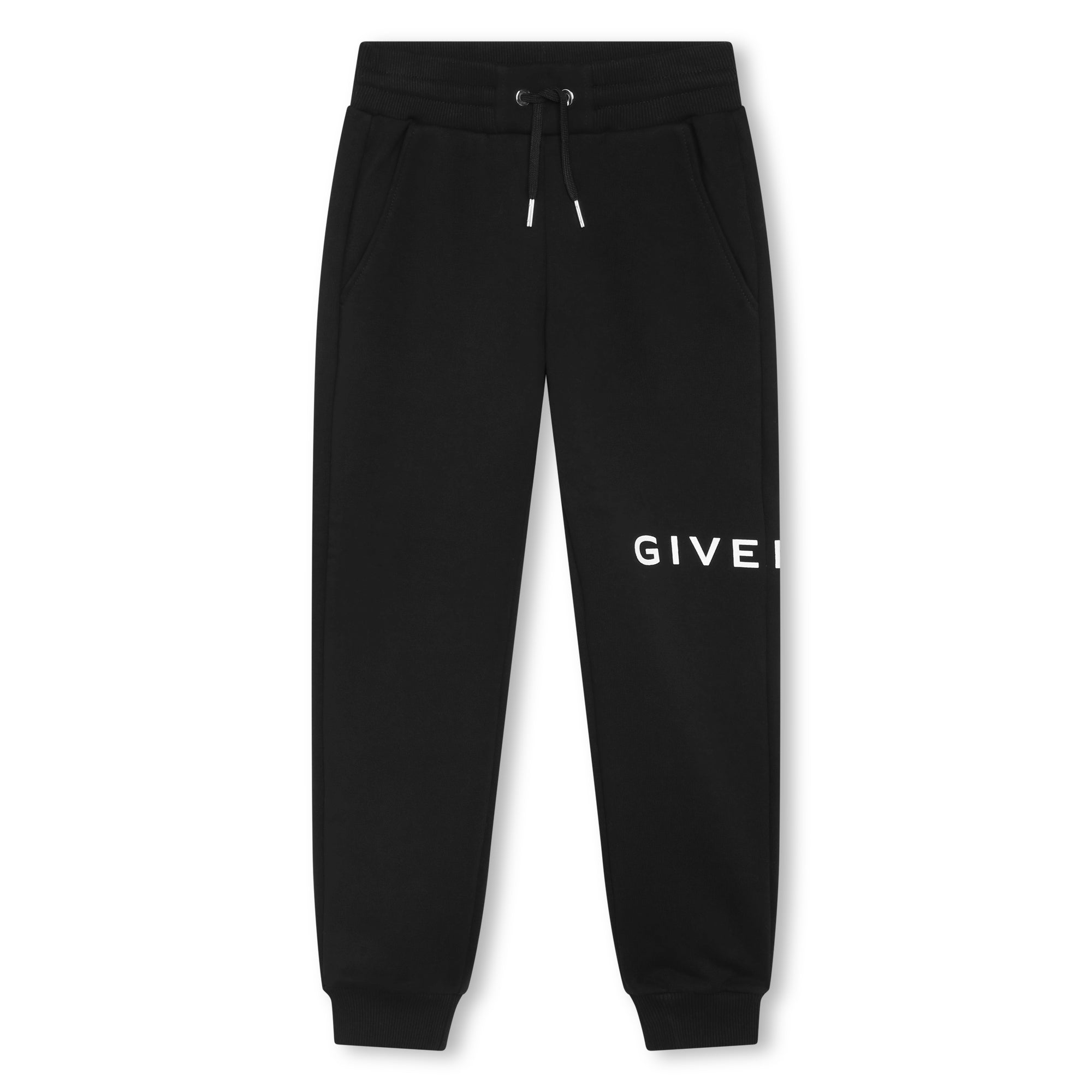 Girls Black Logo Cotton Trousers