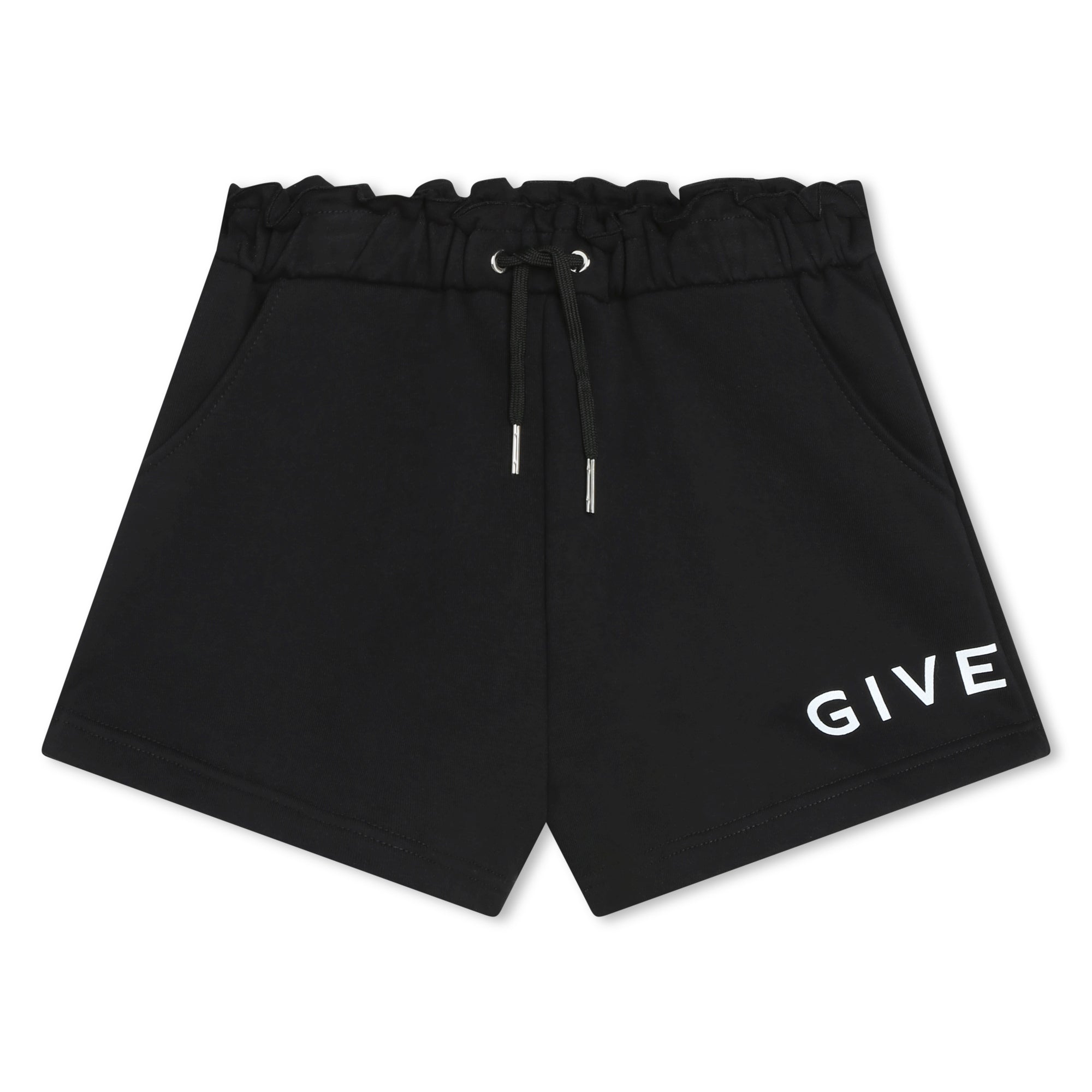 Girls Black Logo Cotton Shorts