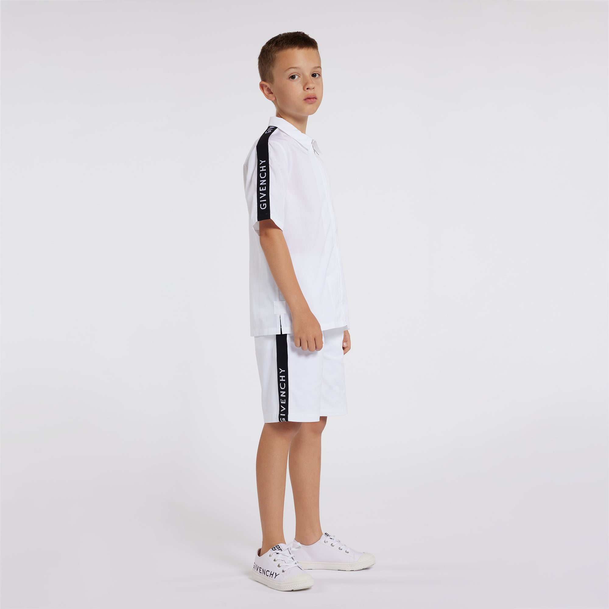 Boys White Zip-Up Shirt