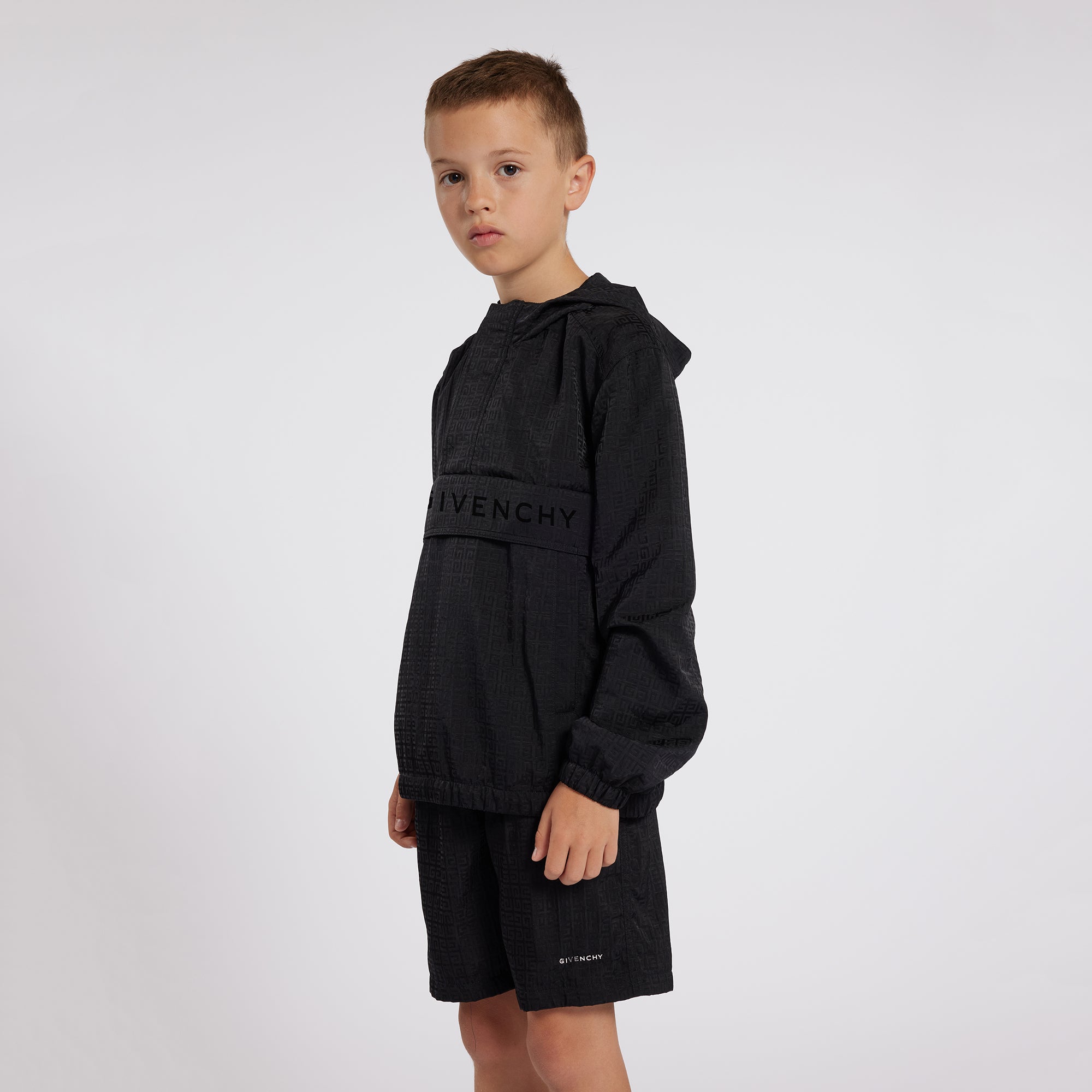 Boys Black Hooded Top